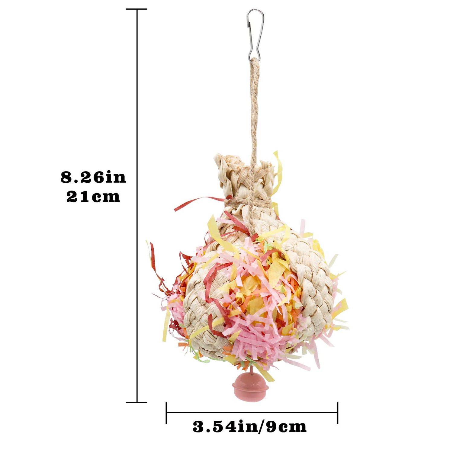 Oooct Colorful Bird Chewing Toy, Parrot Shredder Toy, Parrot Beak Grinding Toy with Bells, Bird Cage Accessories, Cage Toys for Cockatiels Parakeet Parrot Budgies Rat Hamster Chinchilla African Grey