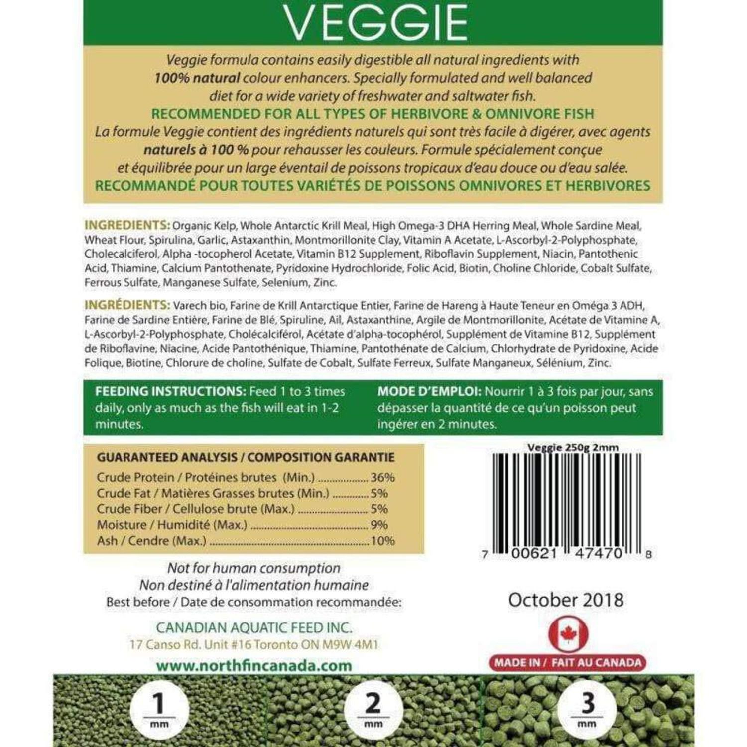 Northfin Fish Food Veggie Formula Slow Sinking Pellets (2mm 1kg)