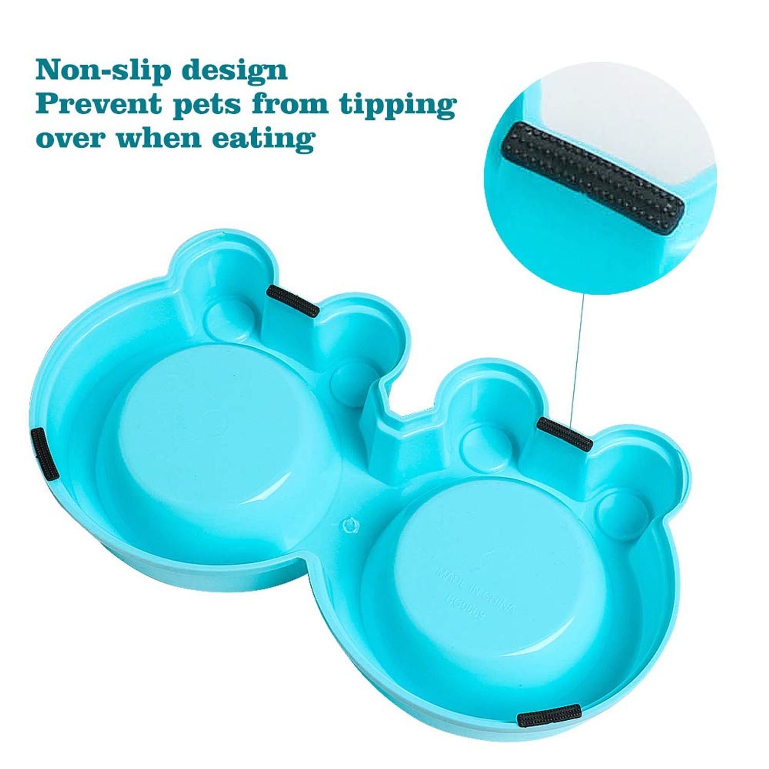Skrtuan Double Dog Cat Bowls Premium Stainless Steel Pet Bowls with No-Slip Stainless Steel Cute Modeling Pet Food Water for Feeder Dogs Cats Rabbit and Pets