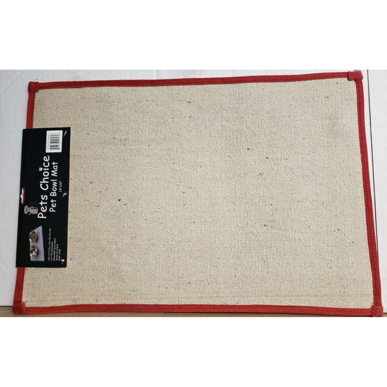 TAPESTRY PET BOWL MAT (nonskid back)(13"x19") PETS THEME, MULTICOLOR STRIPES, HC