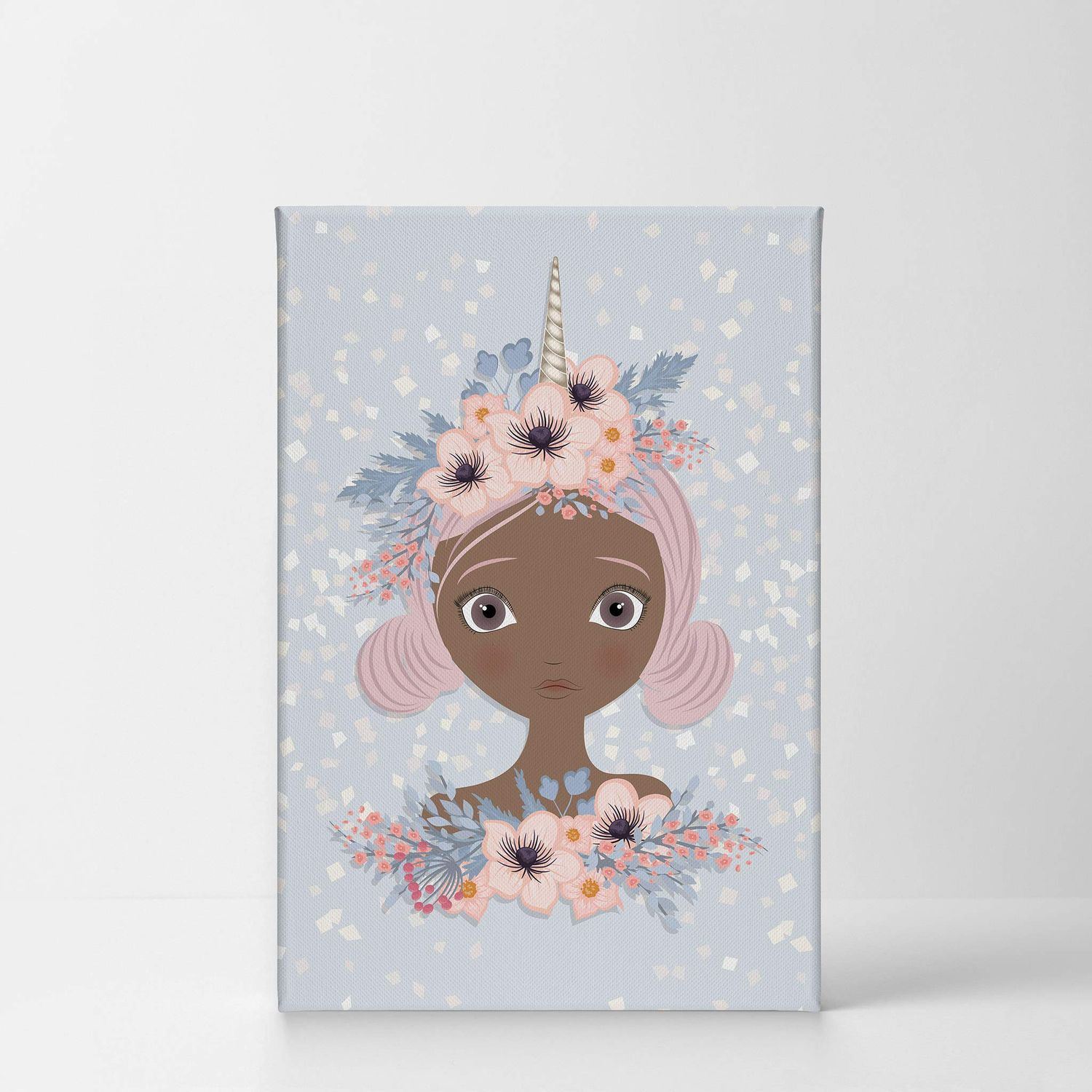 Smile Art Design African American Art Unicorn Girl Wall Decor Unicorn Gift Canvas Print Kids Room Decor Wall Art Baby Room Decor Nursery Decor Ready to Hang Made in The USA- 40x30