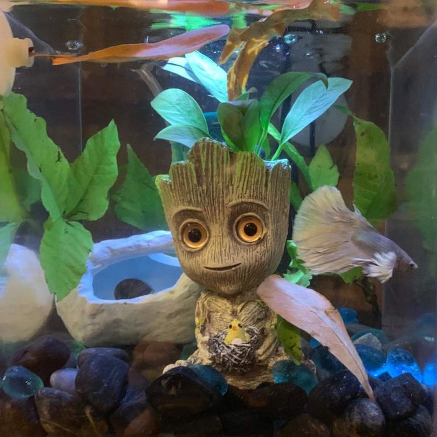 SLOCME Aquarium Groot Air Bubbler Decorations - Oxygen Pump Resin Crafts for Aquarium Fish Tank Decor,with Air Bubbler Stone for Aquarium