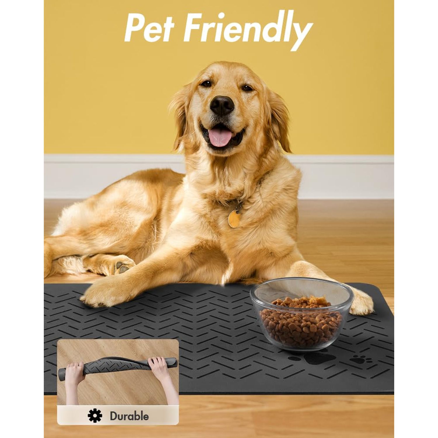 MontVoo-Absorbent Pet Feeding Mat-No Stains Quick Dry Dog Mat for Food and Water Bowl-Rubber Backing Dog Food Mat Dog Water Dispenser Mat-Dog Accessories Pet Supplies-Dog Water Bowl for Messy Drinkers