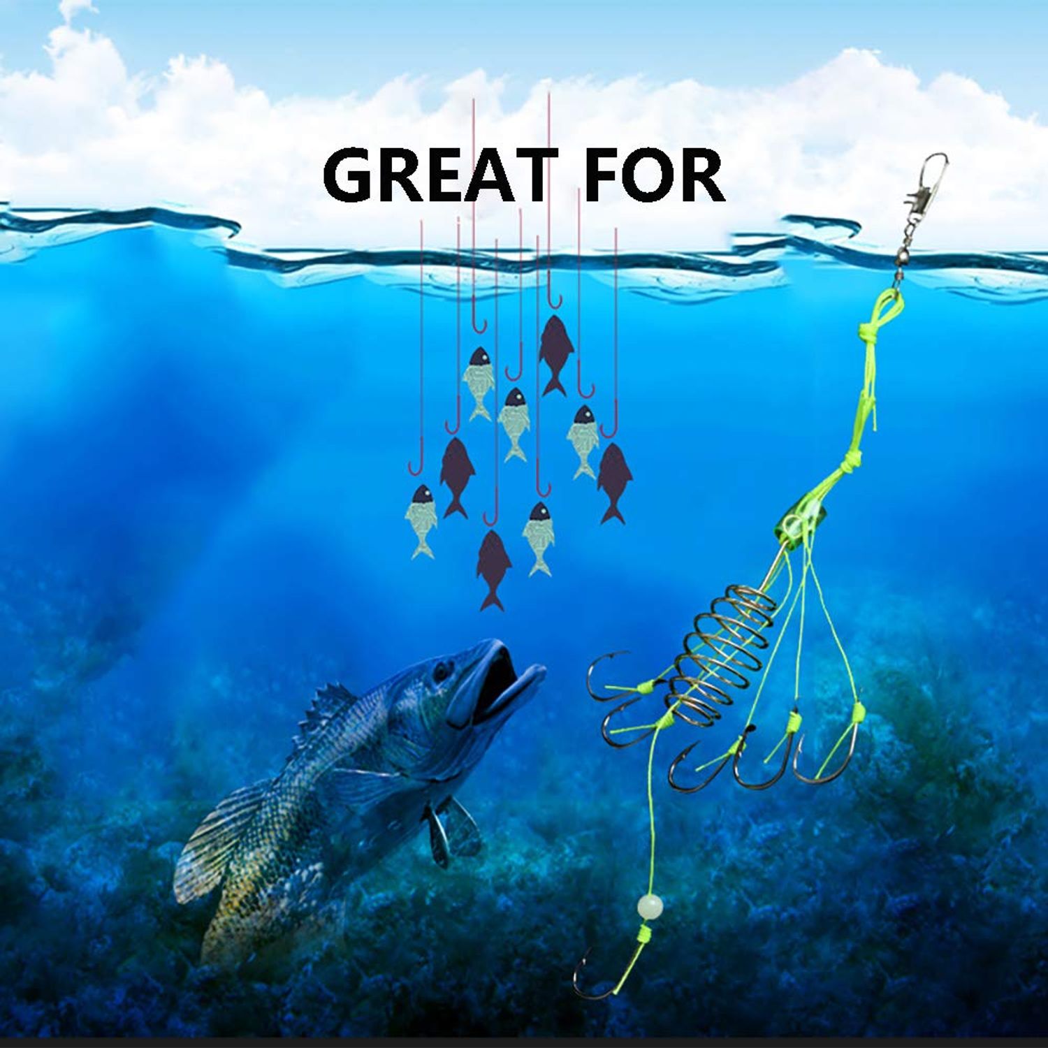 Dyxssm Fishing Feeder Carp Fishing Hooks with Fishing Spring Carp Feeder (Pack of 4) (Green, 10#)