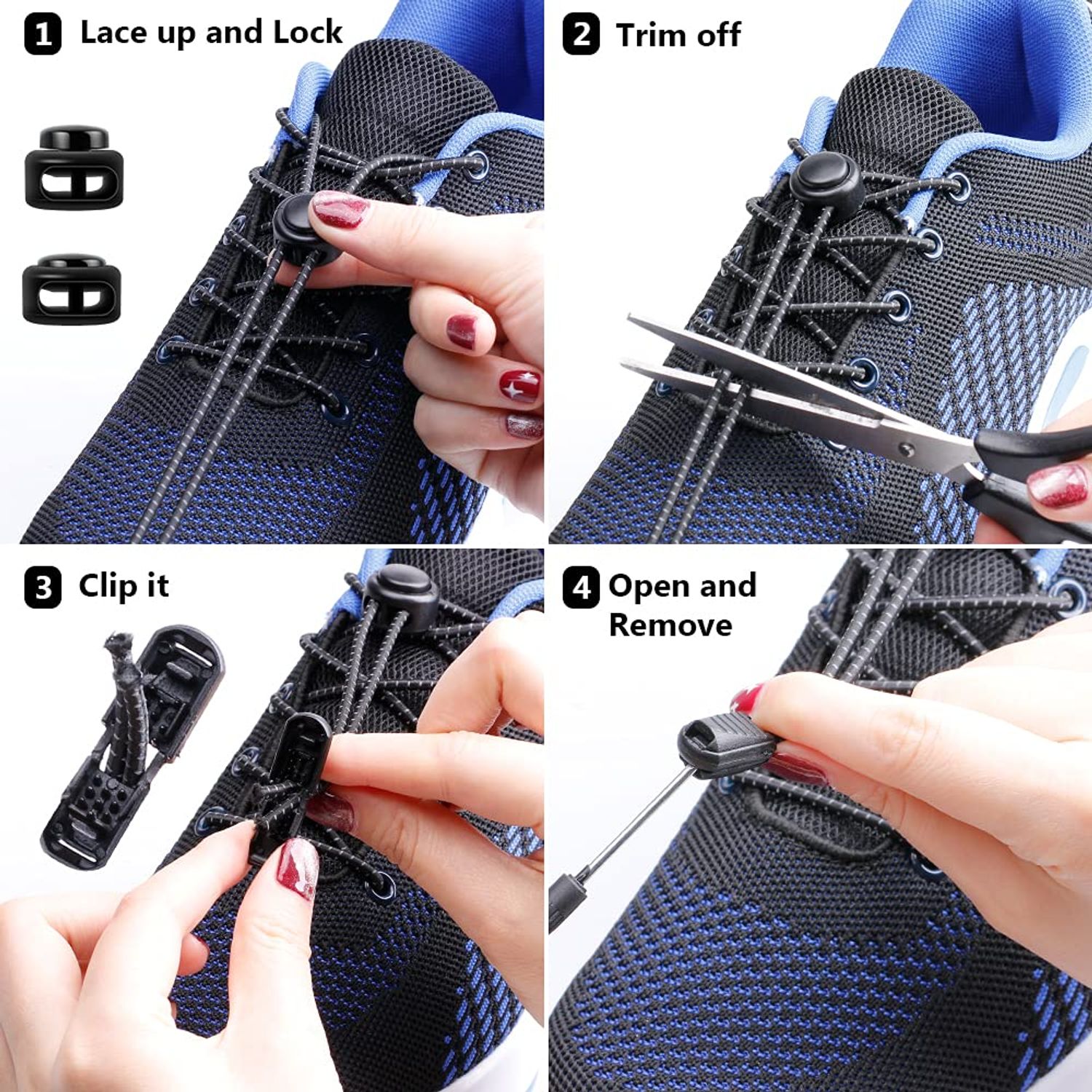 UpUGo Elastic Shoe Laces, No Tie Shoe Laces Tieless for Kids, Adults, Elderly, One Size Fit All