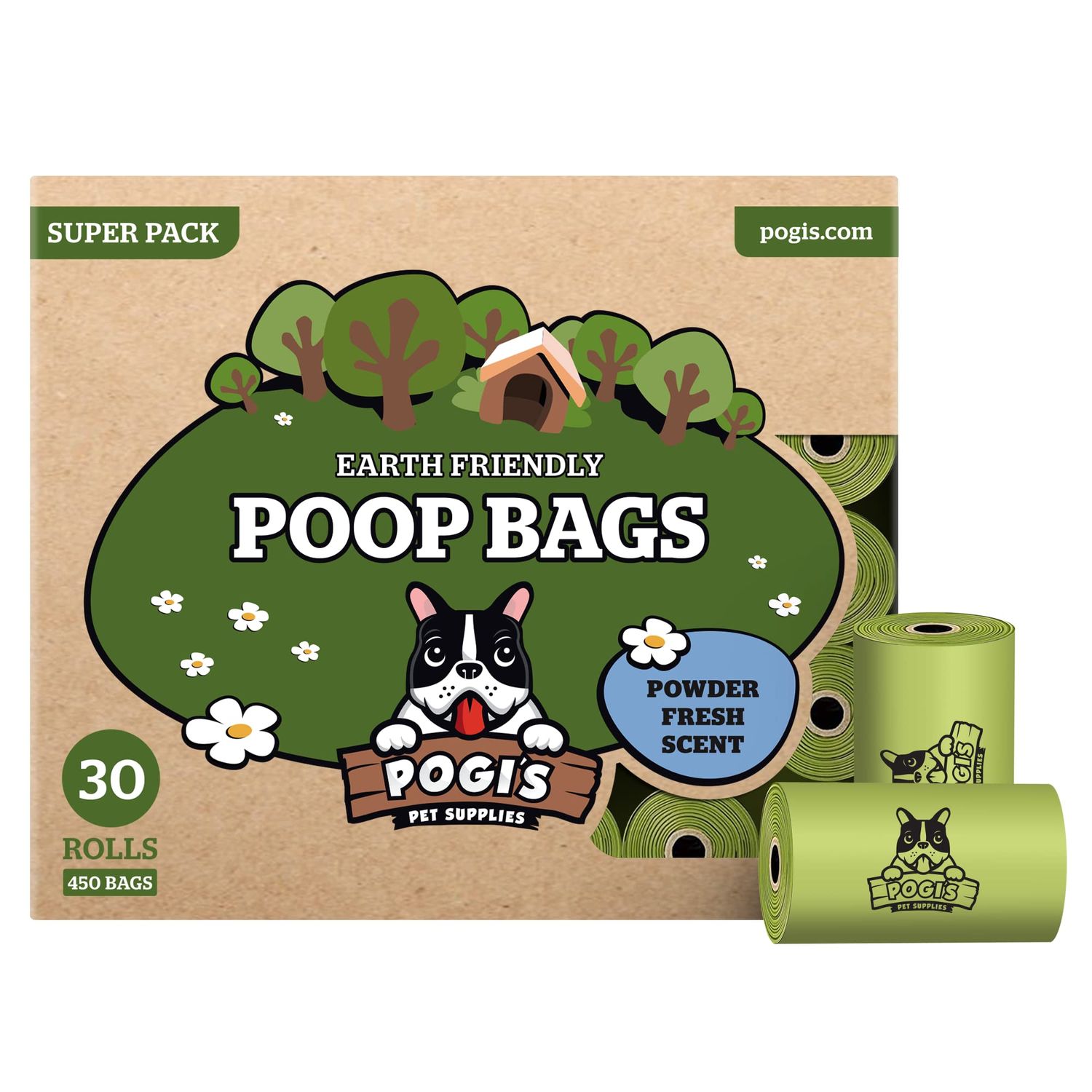Pogi’s Dog Poop Bags - 30 Rolls (450 Doggie Poop Bags) - Leak-Proof Dog Waste Bags - Scented, Ultra Thick, Extra Large Poop Bags for Dogs