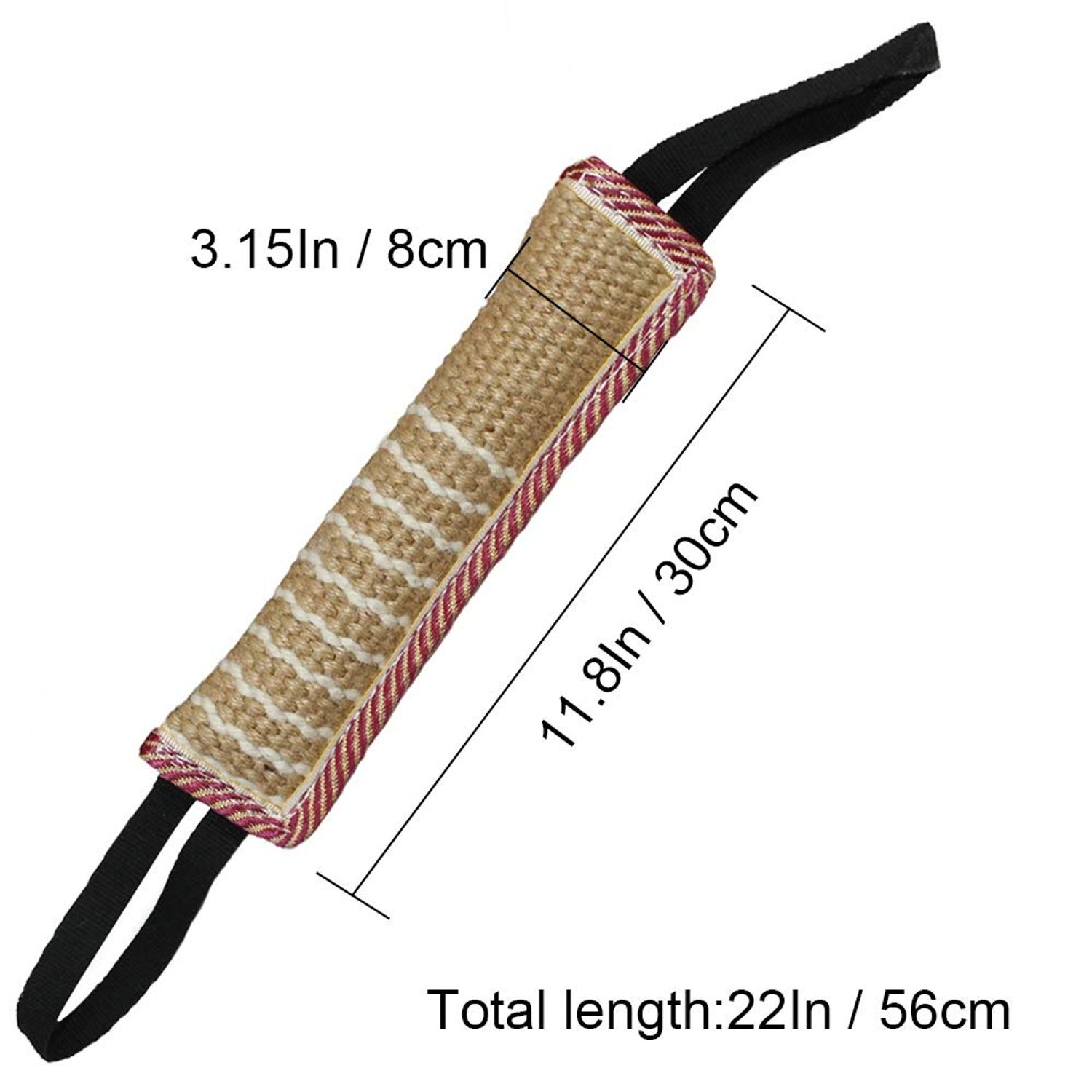 Dog Tug Toy |Tug of War Dog Toy |Jute Bite Pillow with 2 Handles for Puppy Training Interactive Play, Fetch, K9 |Suitable for Small Medium Large Dogs (Pink & Yellow, Striped)