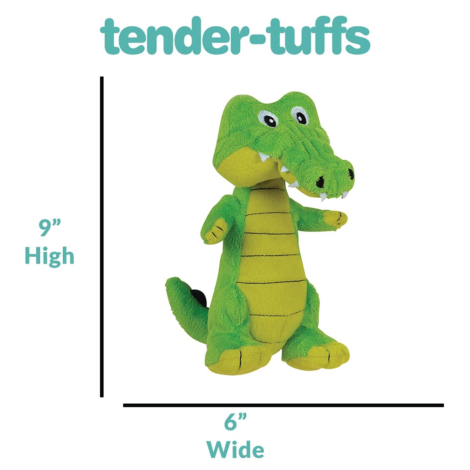 SmartPetLove Snuggle Puppy Tender-Tuffs Easy Grab - Plush Dog Toys - Standing Stuffed Green Crocodile with Tough Puncture Resistant Squeaker