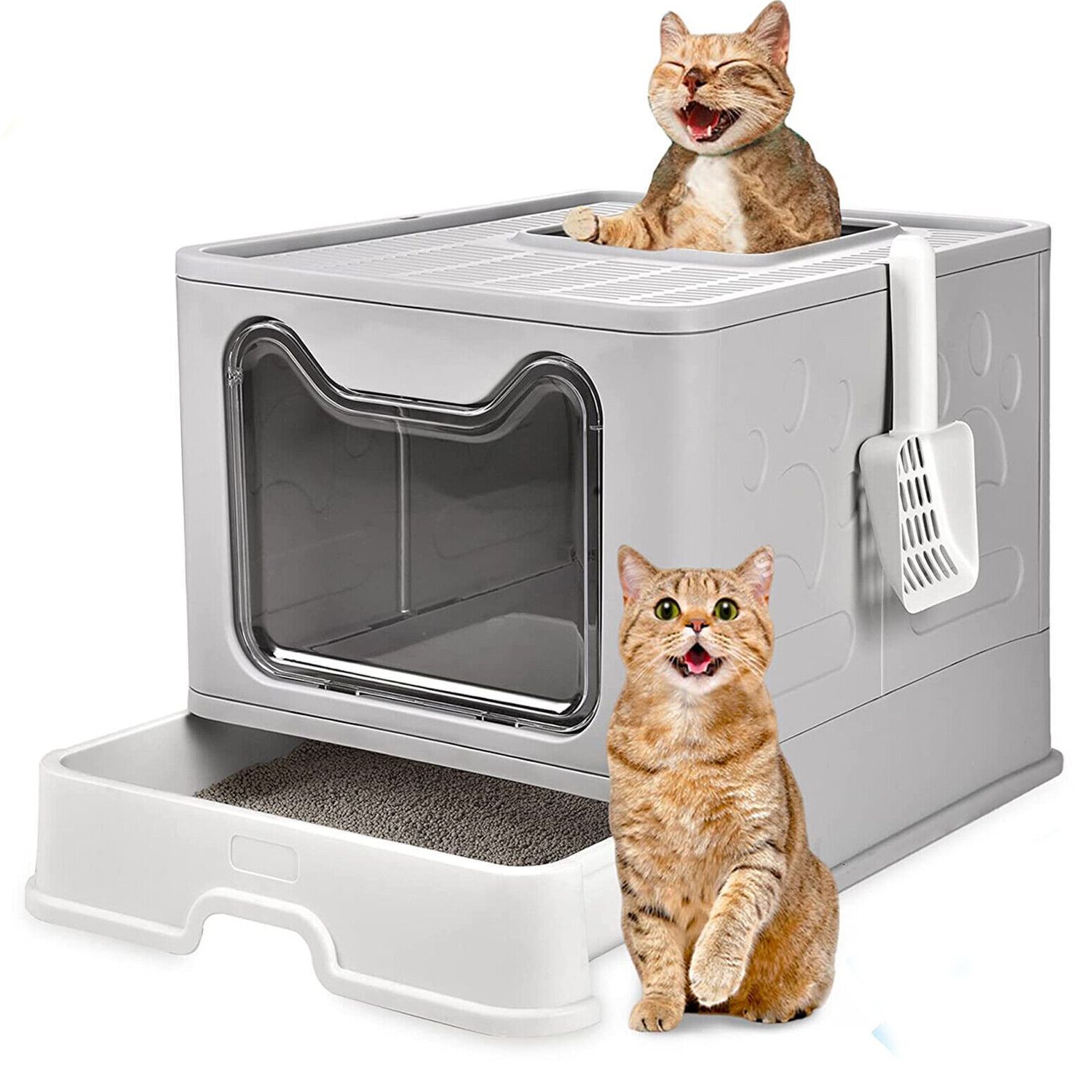 Self-Cleaning Cat Litter Box Large Cat Pan Drawer Anti-Splashing Cat Potty Tray