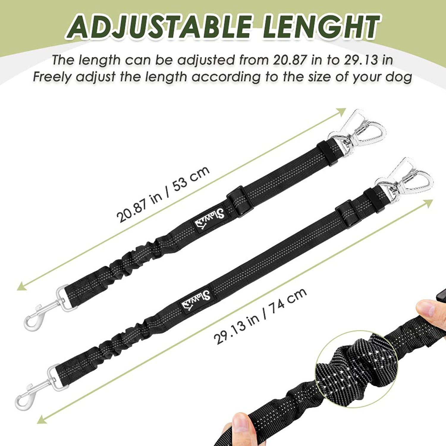 SlowTon Dog Seat Belt Car Harness Set - Adjustable Dog Seatbelt with Carabiner for Most Cars, Breathable Dog Vest Harness Padded with Car Safety Leash for Small Medium Large Dogs Puppy Cats(Black L)
