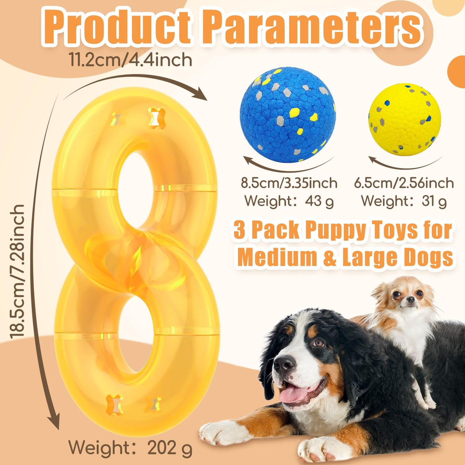 2024 New Treat Dispensing Dog Toys Dog Puzzle Toy, Nontoxic Bite Food Ball Slow Feeder Dog Bowls, Dog Treat Dispenser Toy Exercise Game IQ Training Ball-Feeder Dog Toy（Yellow）