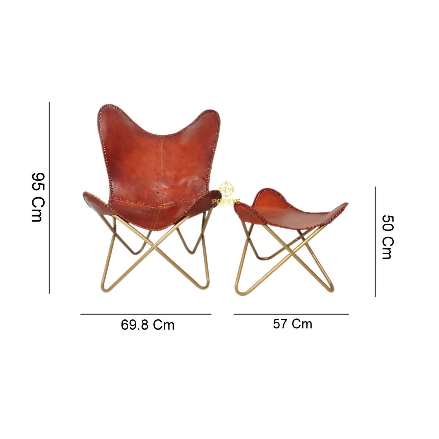 Home & Office Relaxing Leather Butterfly Chair With Ottoman (Footstool)