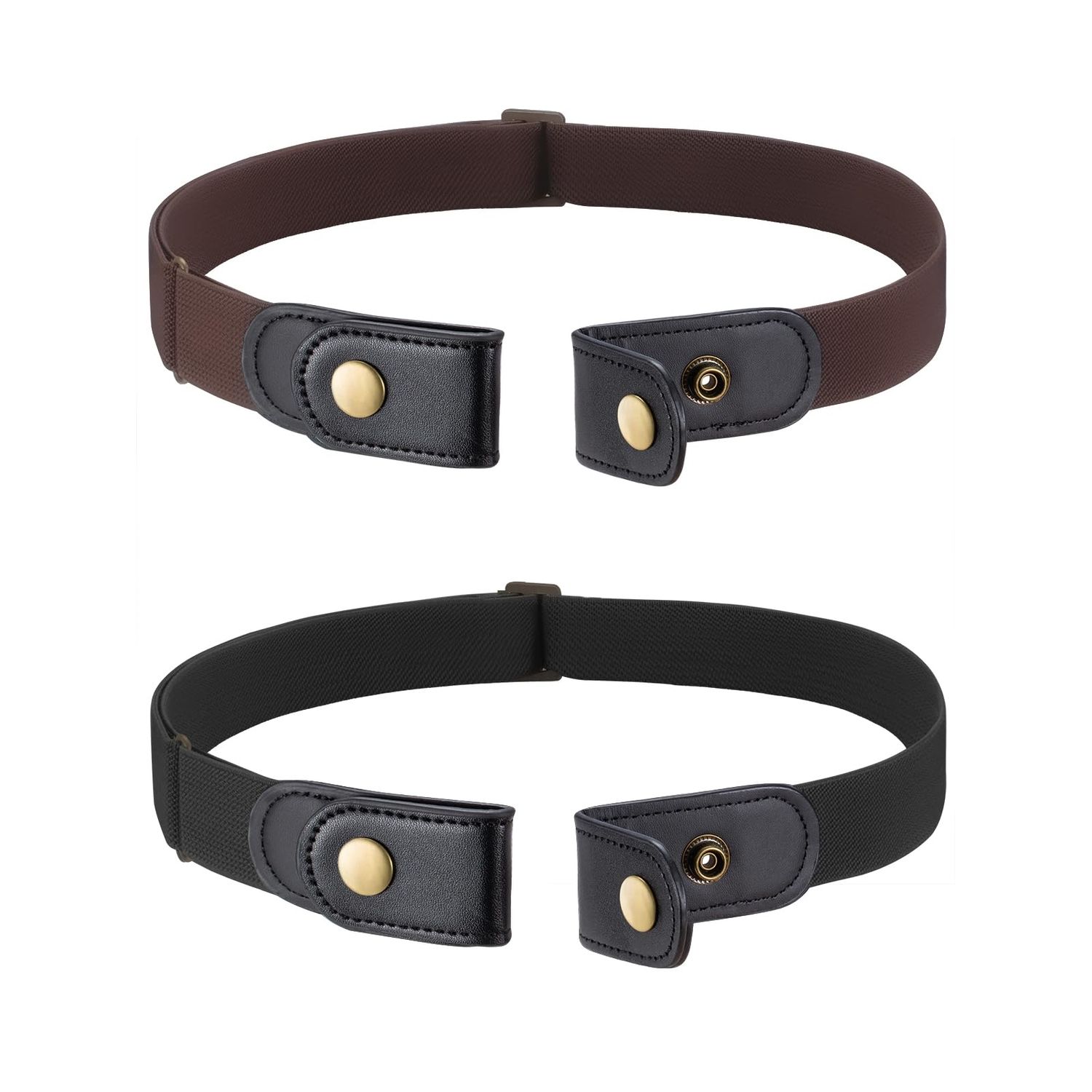 2 Pack No Buckle Free Elastic Belt for Women Men, Comfortable Adjustable Invisible Stretch Waist Belt for Jeans Shorts Pants