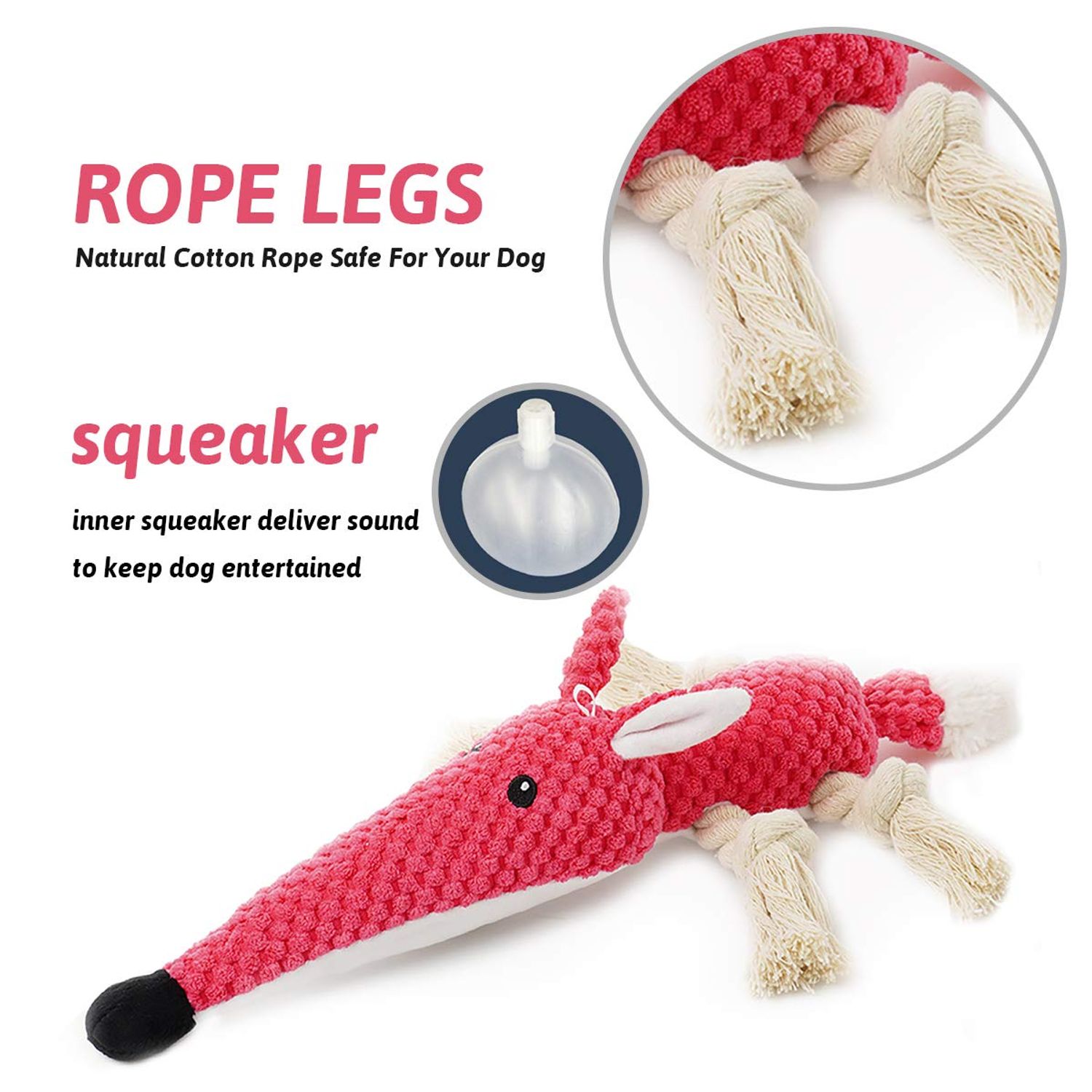 KOL Plush Dog Toy, Squeaky Interactive Puppy Dog Toys with Crinkle Paper, Durable Chew Toys for Small and Medium Dogs with Mouse Shape