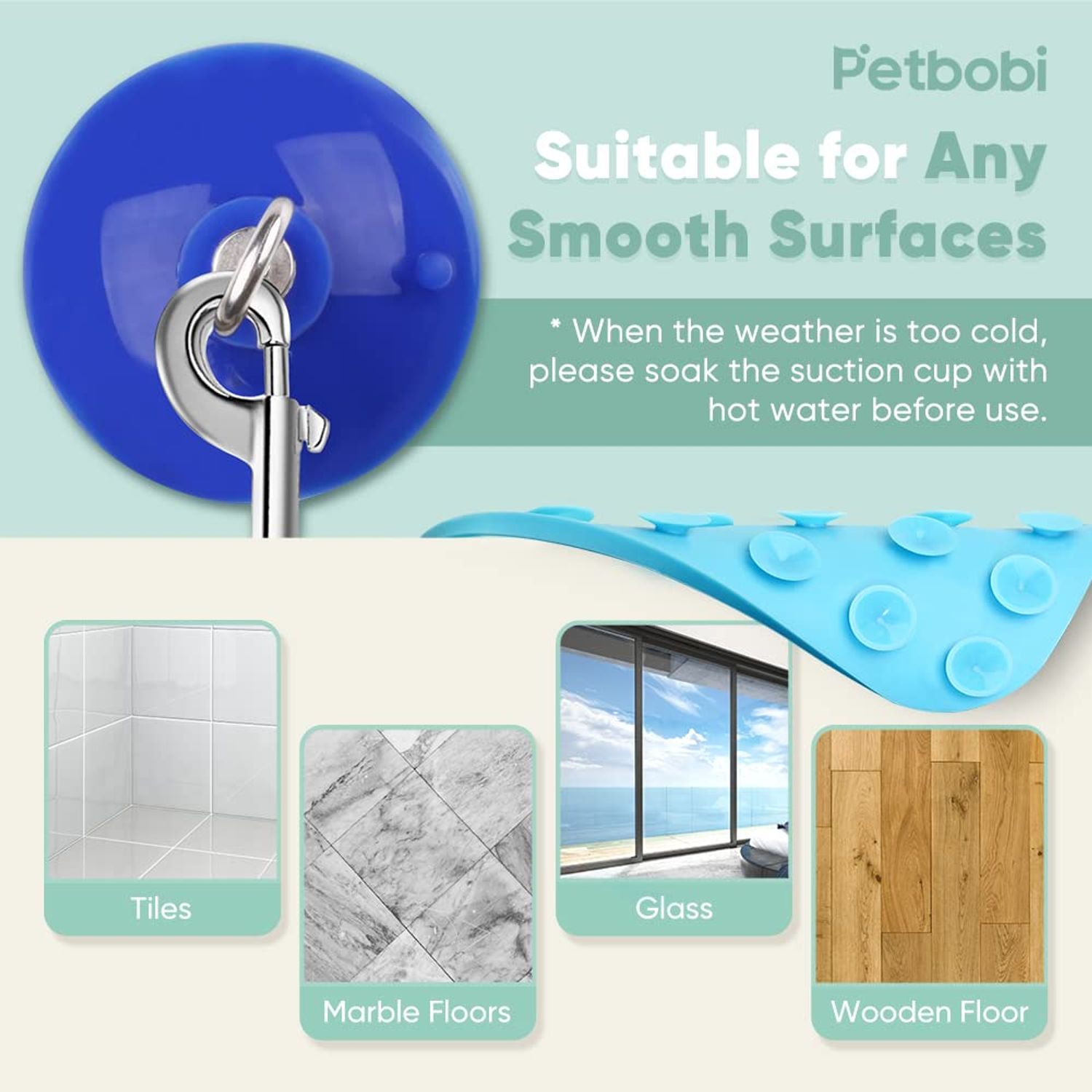 Petbobi Dog Bath Tether with Lick Mat, Dog Bathing Leash with Heavy Suction Cup, Dog Grooming Tub Restraint Soft Nylon Leash with Adjustable Collar for Pet Dog Cat Shower and Grooming