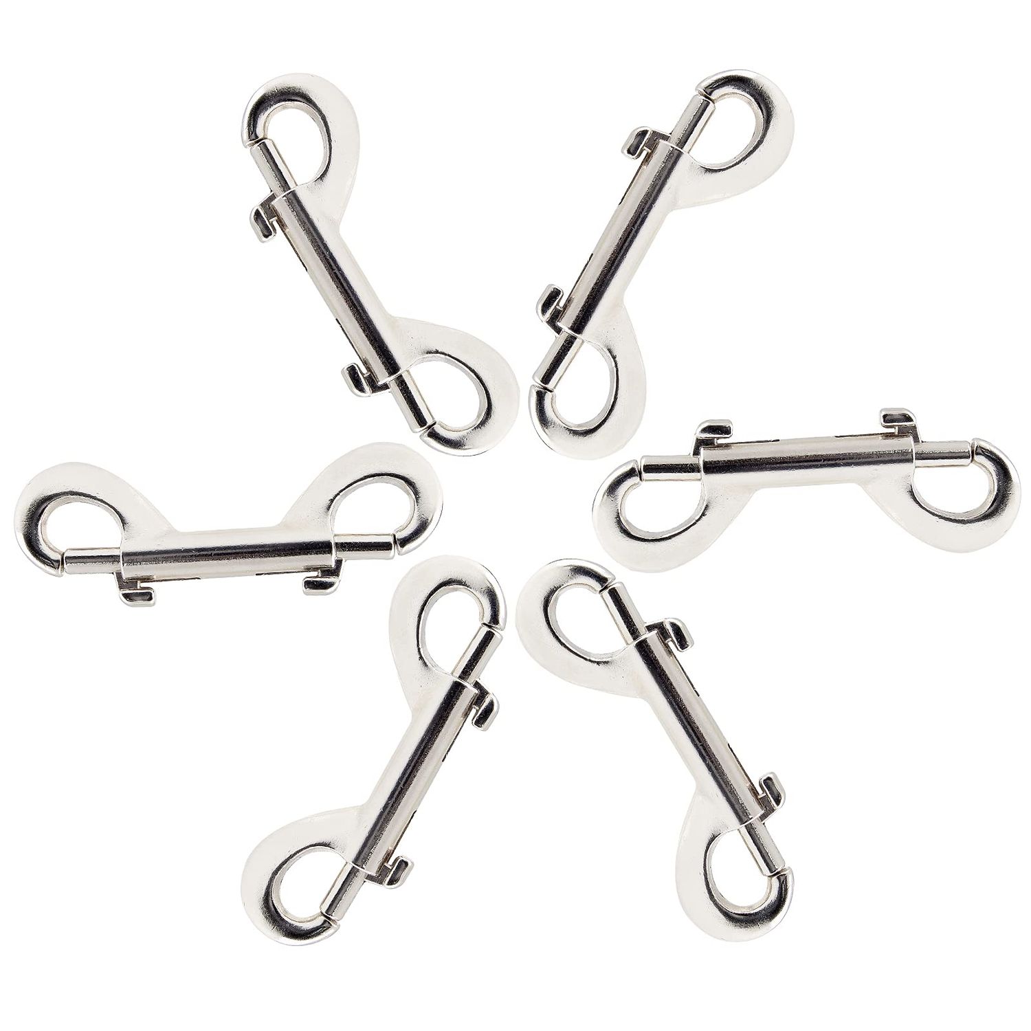 Zorveiio 6 Pcs 2.7 Inch Double Ended Bolt Snaps Hook, Zinc Alloy Double Snap Hook Chain Clips for Dog Leash Key Chain Horse Tack Pet Feed Bucket Garage Use, Silver