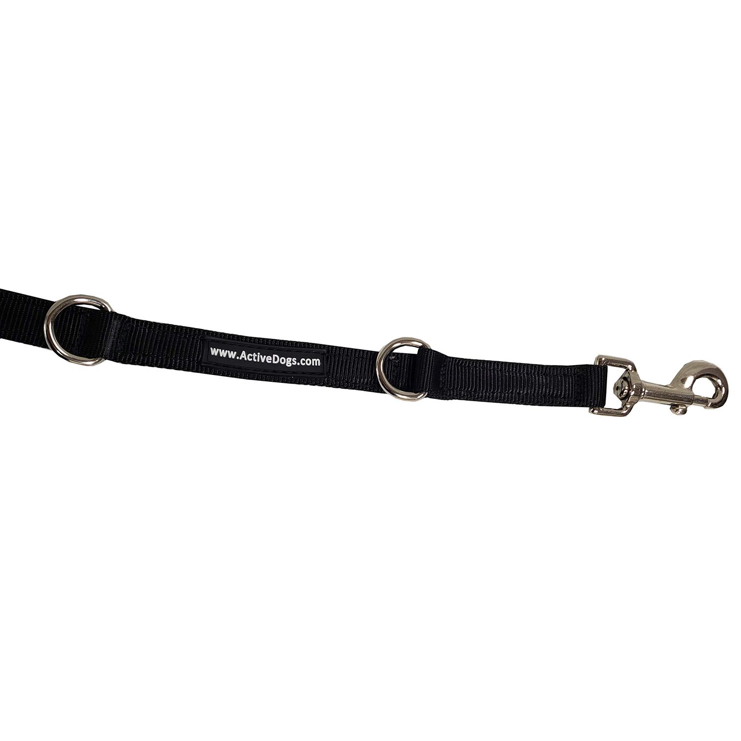 ActiveDogs Hands-Free Adjustable Service Dog Leash, 7.5' x.75 Premium Quality Crossbody K9 Training Lead - Black Nylon