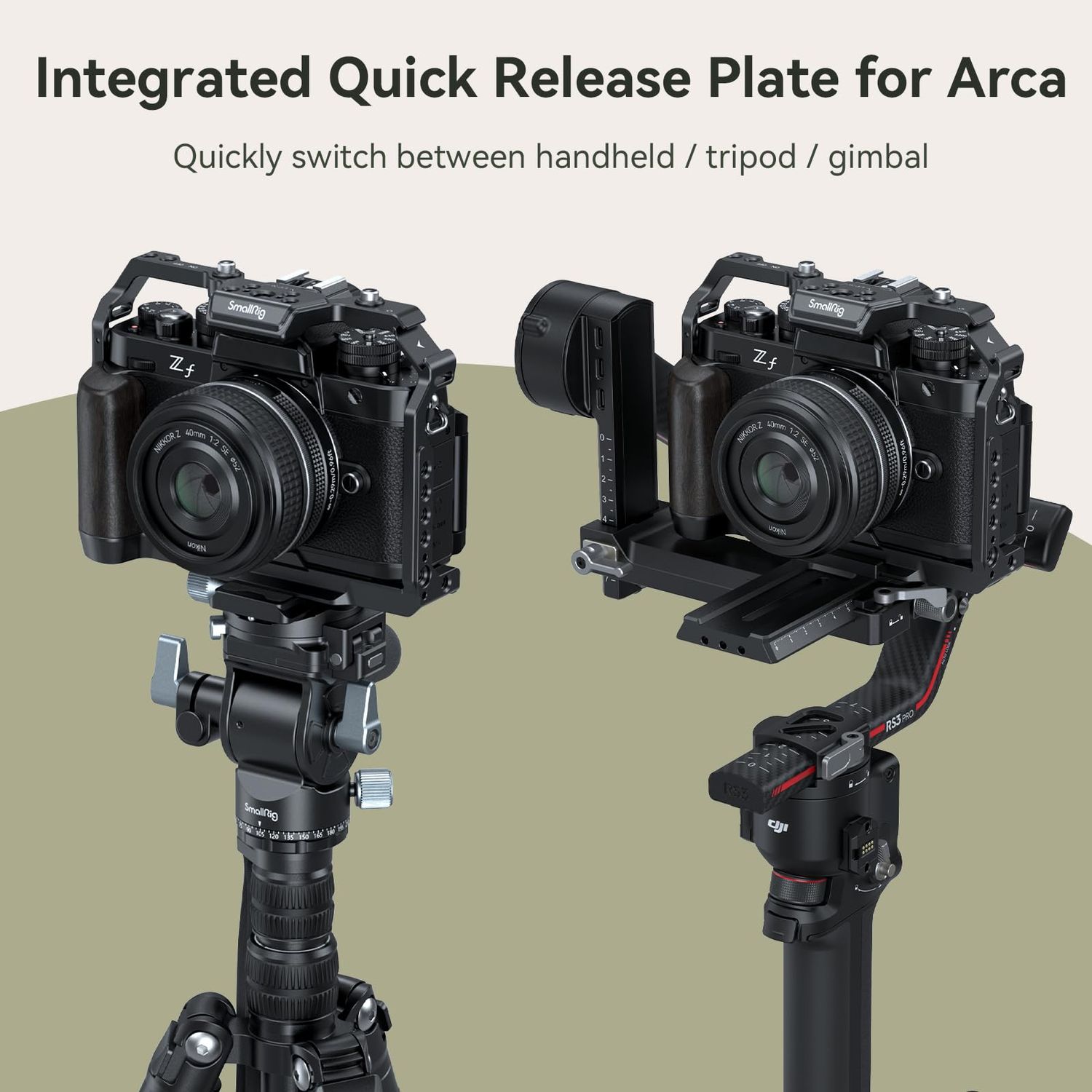 SmallRig Z f Camera Cage for Nikon, with Ergonomic Ebony Grip, Built-in Quick-Release Plate for Arca for Quickly Switch on Gimbal/Tripods/Handheld Shooting - 4261