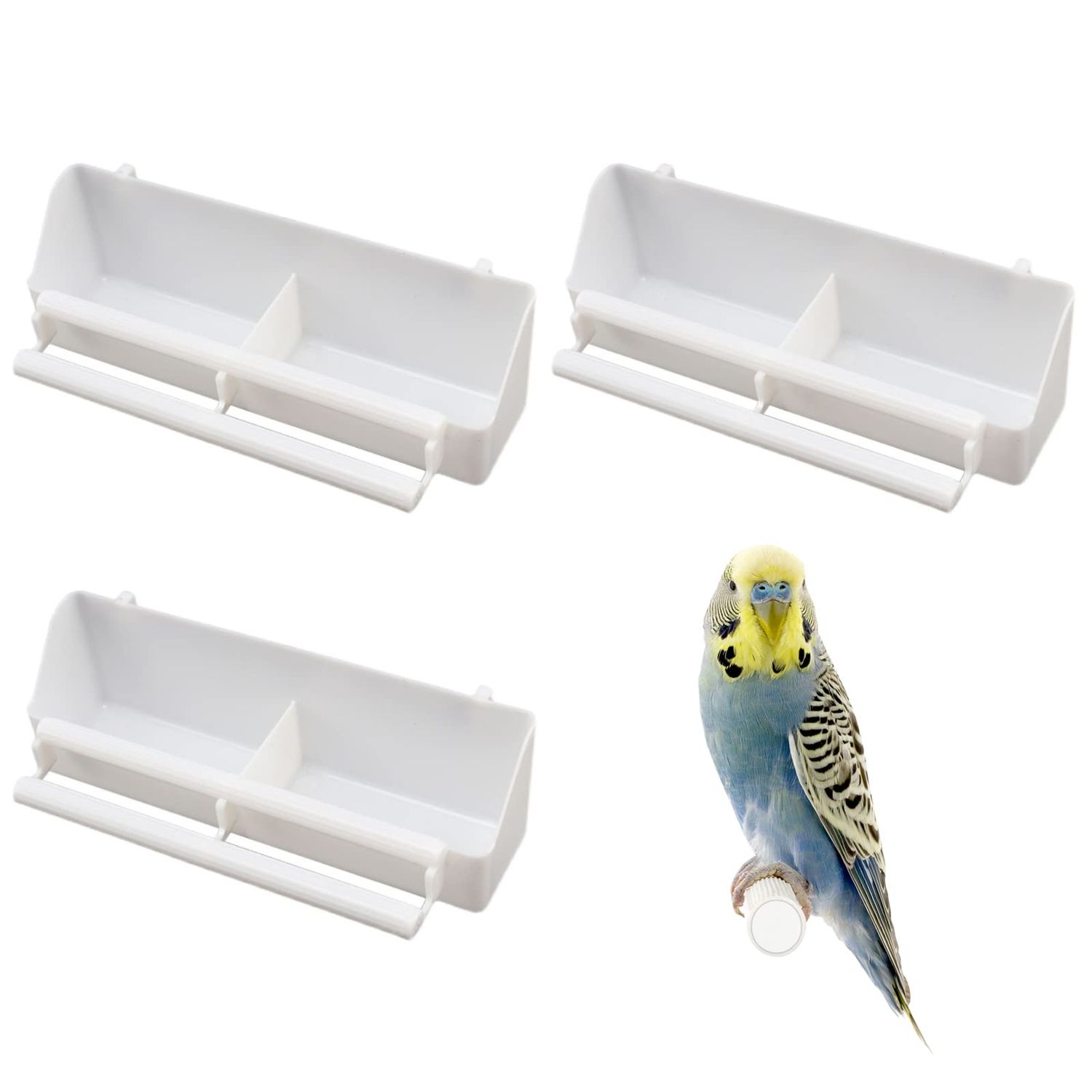 Bird Feeder, 3 Pcs Plastic Bird Food Feeder, Bird Water Cage Accessories, Hanging Bird Food Bowl Cups for Parrots Small Birds Pigeons Parakeet