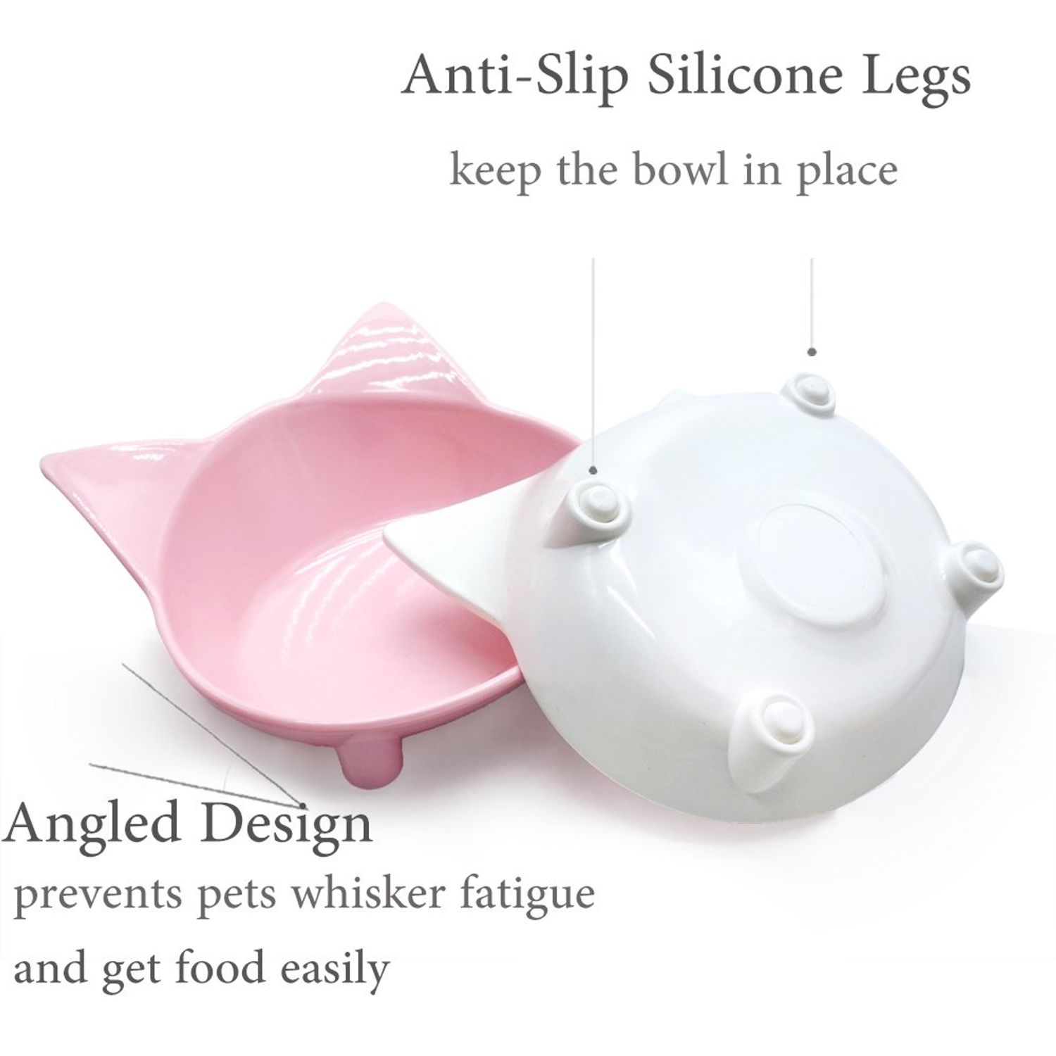 Shallow Cat Bowls Set of 2 Whisker Fatigue Relief
