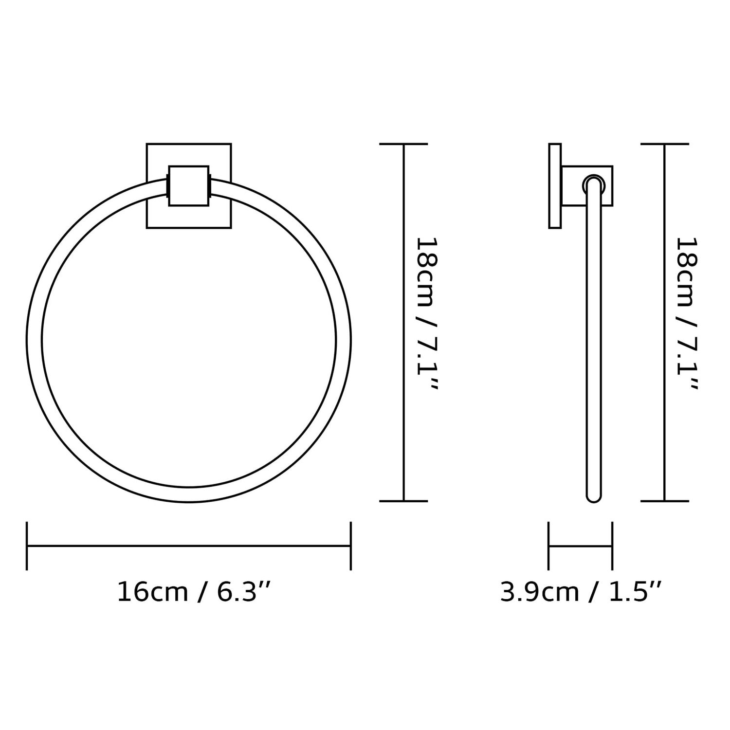 BVL Towel Ring Black, Hand Towel Holder Ring Hanger for Bathroom Kitchen ,Metal Round Towel Holder Wall Mounted Towel Rack,2 Pack 206322
