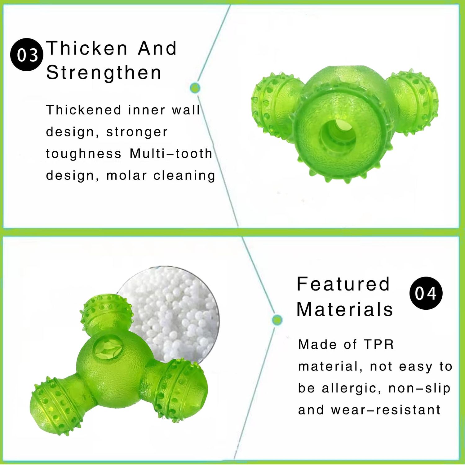 Eilin Dog IQ Training Balls Food Distribution Toys Dog Treat Toy Balls Chew Clean Teeth Toys Interactive Increase IQ Cat Dog Pets Toys (Green)
