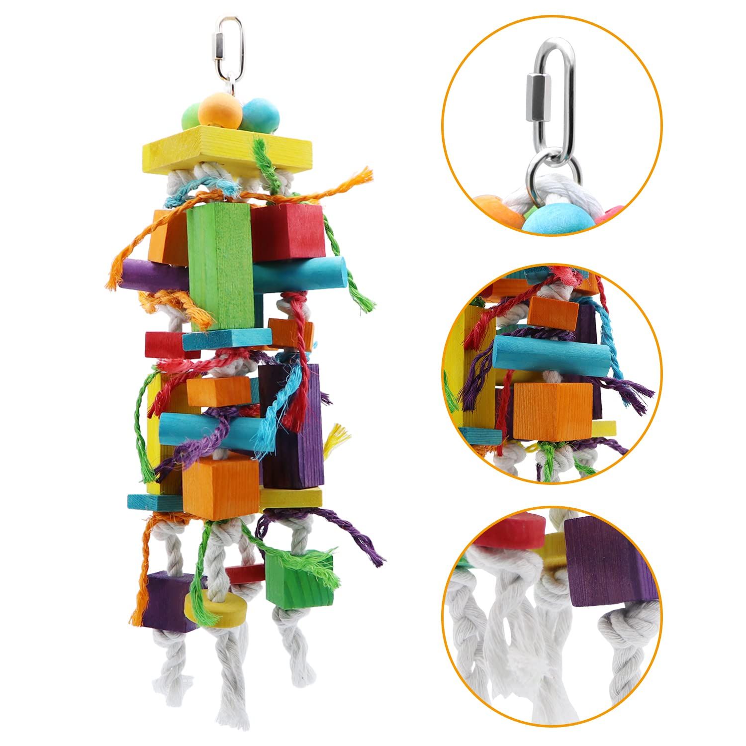 Wontee Bird Toys Parrot Chewing Toys Wood Blocks Tearing Toys for Parakeet Cockatiel Sun Conure African Grey Indian Ringnecks Small and Medium Sized Birds (Medium)