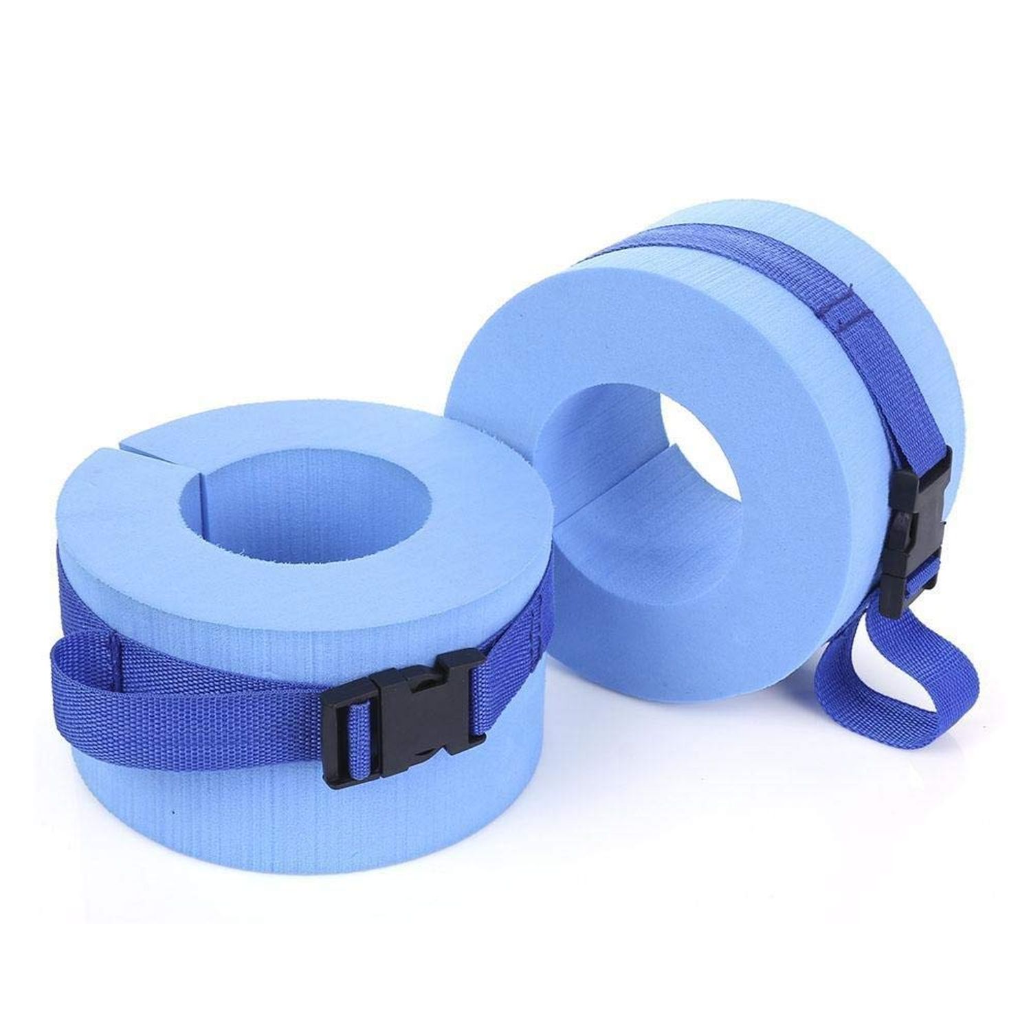 Foam Swim Aquatic Cuffs, Water Aerobics Float Ring Fitness Exercise Set, Ankles Arms Belts with Quick Release Buckle for Swim Fitness Training Set, Set of 2, Blue