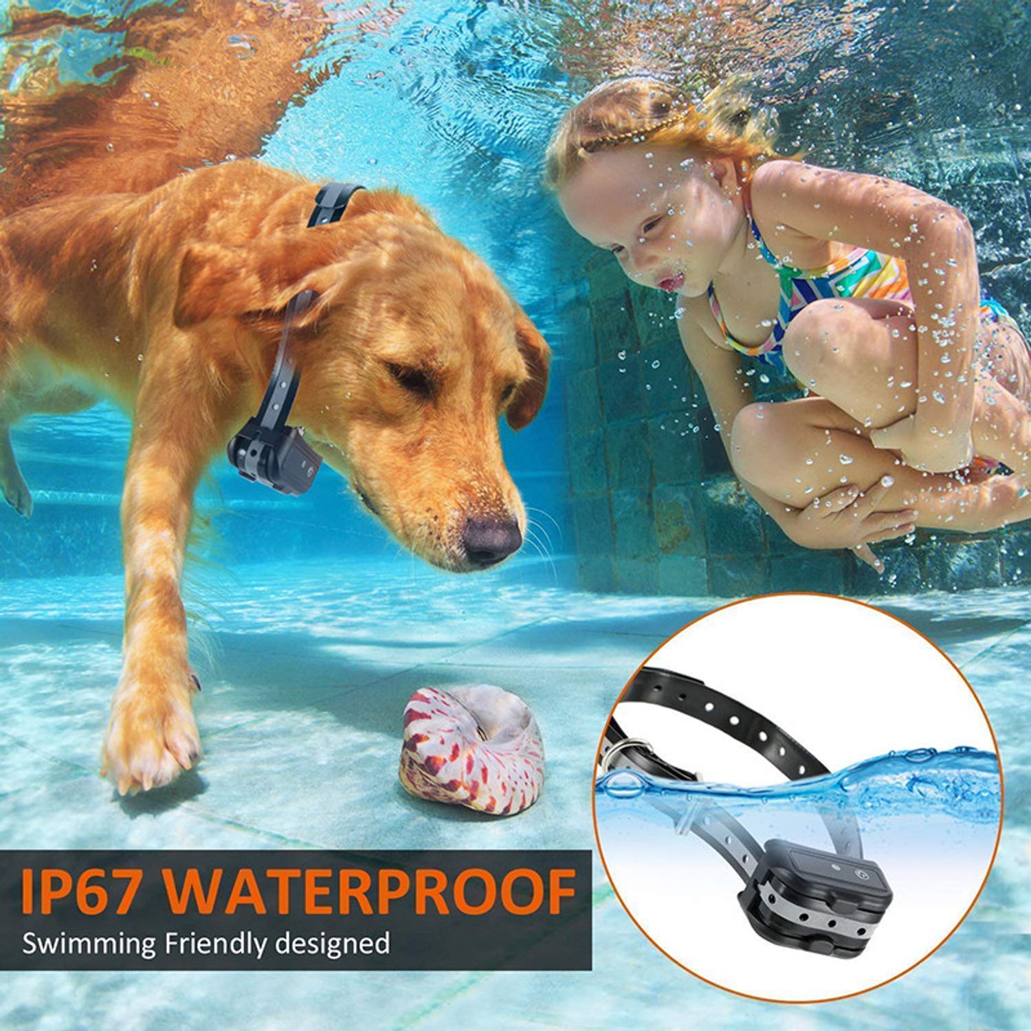 Dog Pet Training Collar with Remote Rechargeable Waterproof Shock Anti Bark