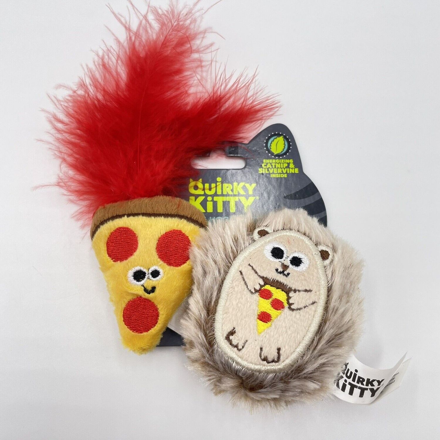 Quirky Kitty Hedge Hog & Pizza All Natural Catnip Cat Toys Pet Toy New