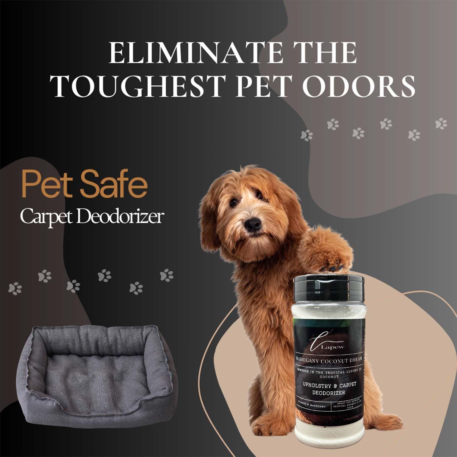 Lapew Mahogany Coconut Dream Carpet Freshener Powder: Powerful Odor Eliminator for Home, Upholstery Deodorizer, Carpet Deodorizer, Pet Urine, Cat Litter Box - Mahogany Coconut Dream Fragrance.