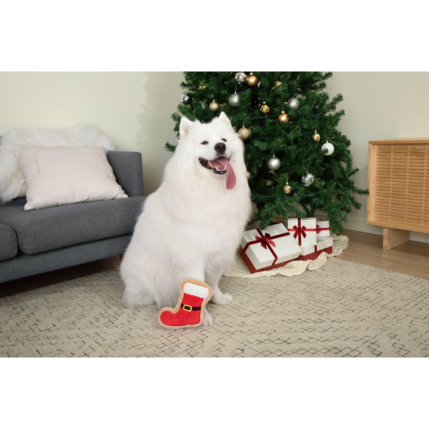 Midlee Santa Boot Sugar Cookie Dog Toy (Small)
