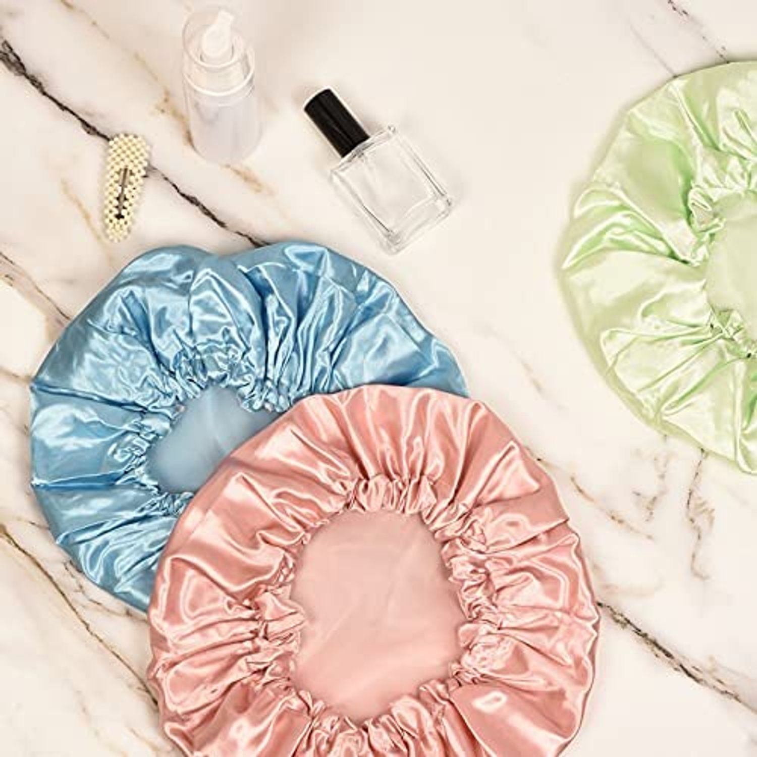SMILCO Shower Cap, 4 Pack Shower Caps for Women, Double Waterproof Layers Shower Cap, Reusable EVA Hair Caps for Women Hair Protection
