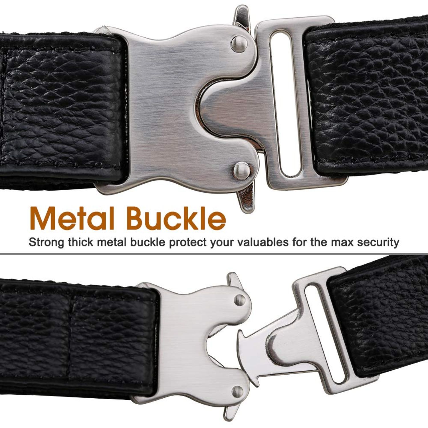TIDING Men's Genuine Leather Fanny Pack Large Capacity Work Office Travel Waist Bag, Black