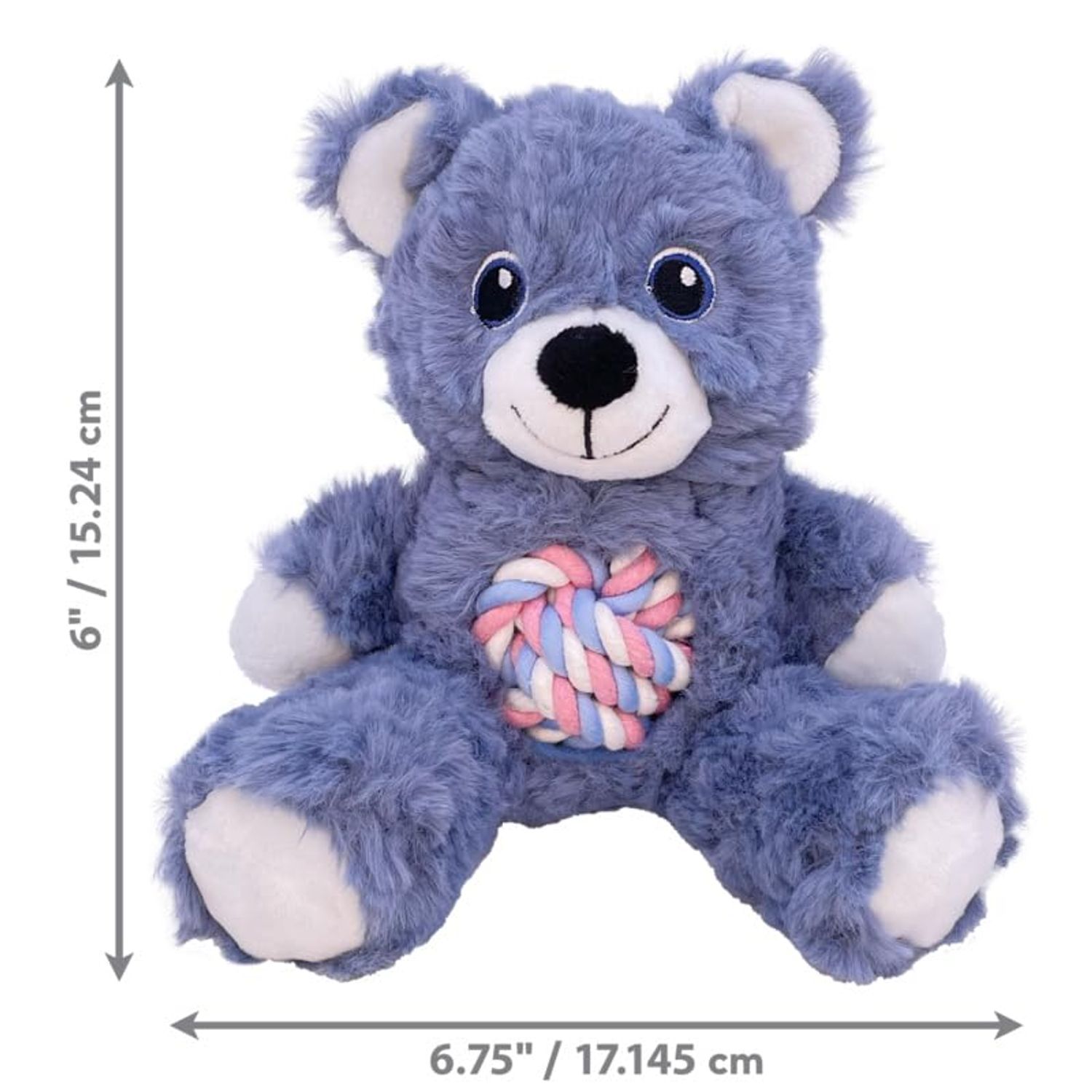 KONG Knots Teddy Bear - Knotted Rope Tummy and Tail - Soft Plush Dog Toy (Small)