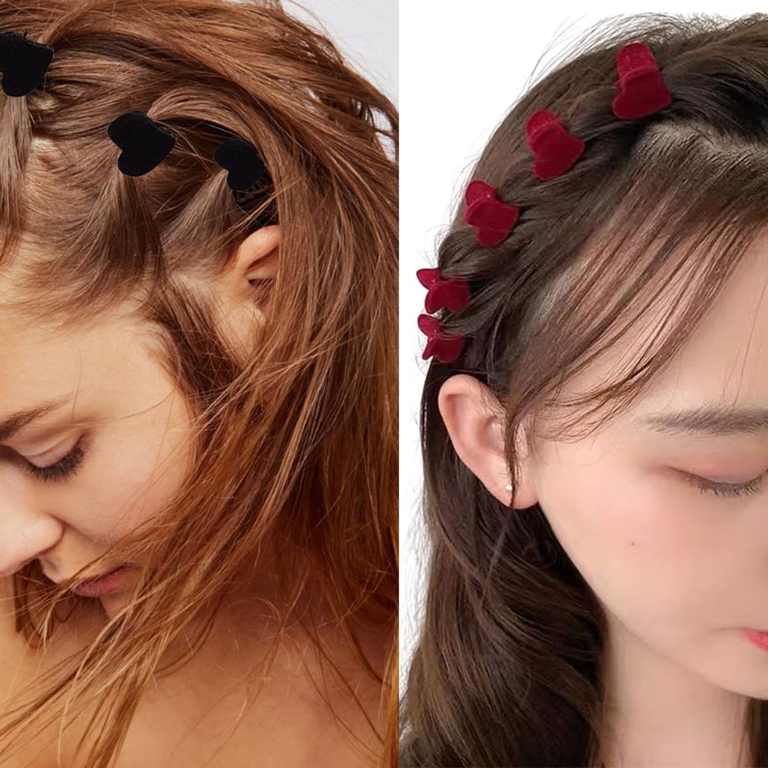 Mini Heart Hair Clips for Women Velour Heart Hair Claw Clips Black Red BWDCQMX Mini Cute Hair Accessories Clips for Hair Valentine's Day Hair Accessories for Women Girls（20 pcs）