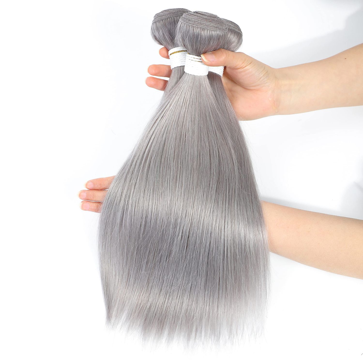 Brazilian Straight Grey Human Hair Bundles 10Inch 1 Bundle Human Hair Weave For Black Women Sew In 100% Remy Hair Extension