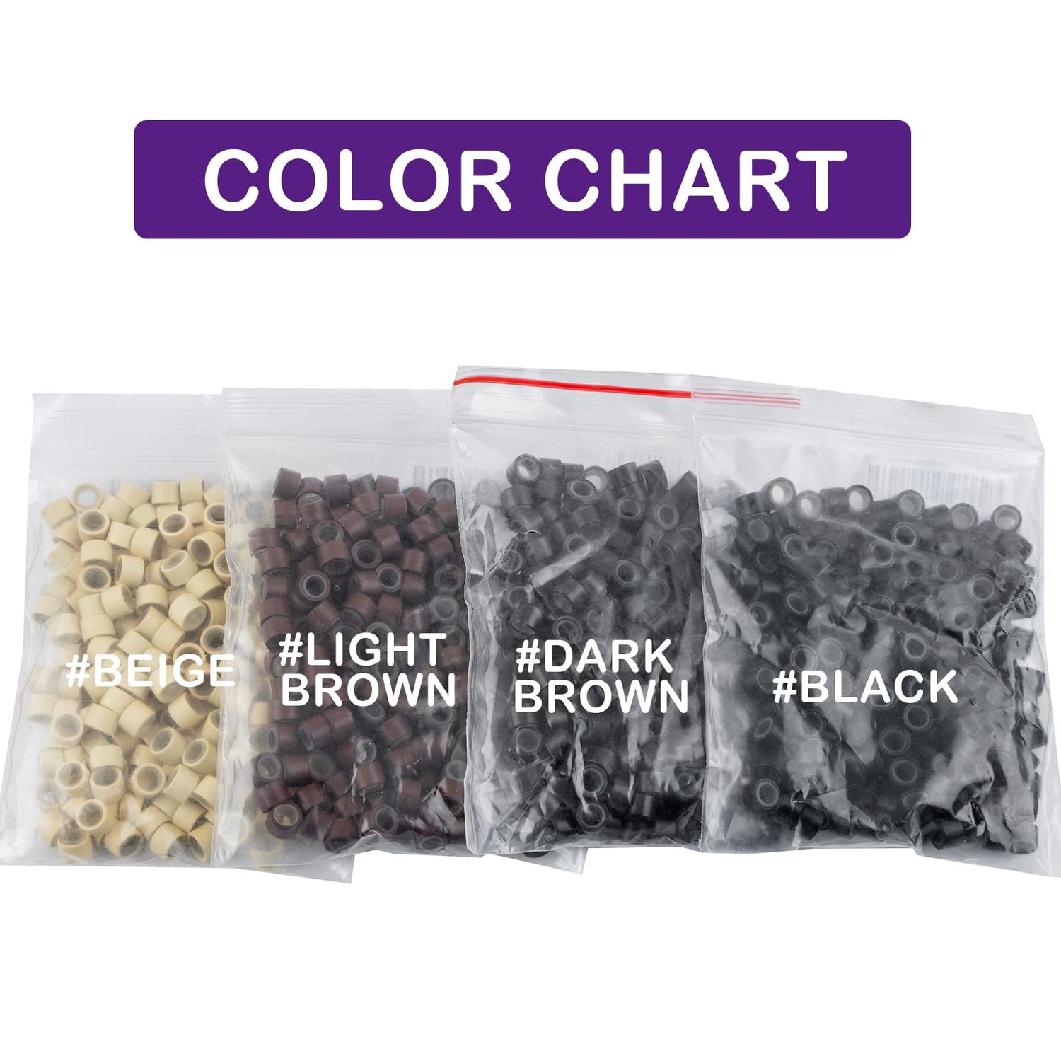 Hairro Micro Link Beads 200pcs 6mm Silicone Lined Micro Rings for Human Hair Extensions Feather Extensions Black