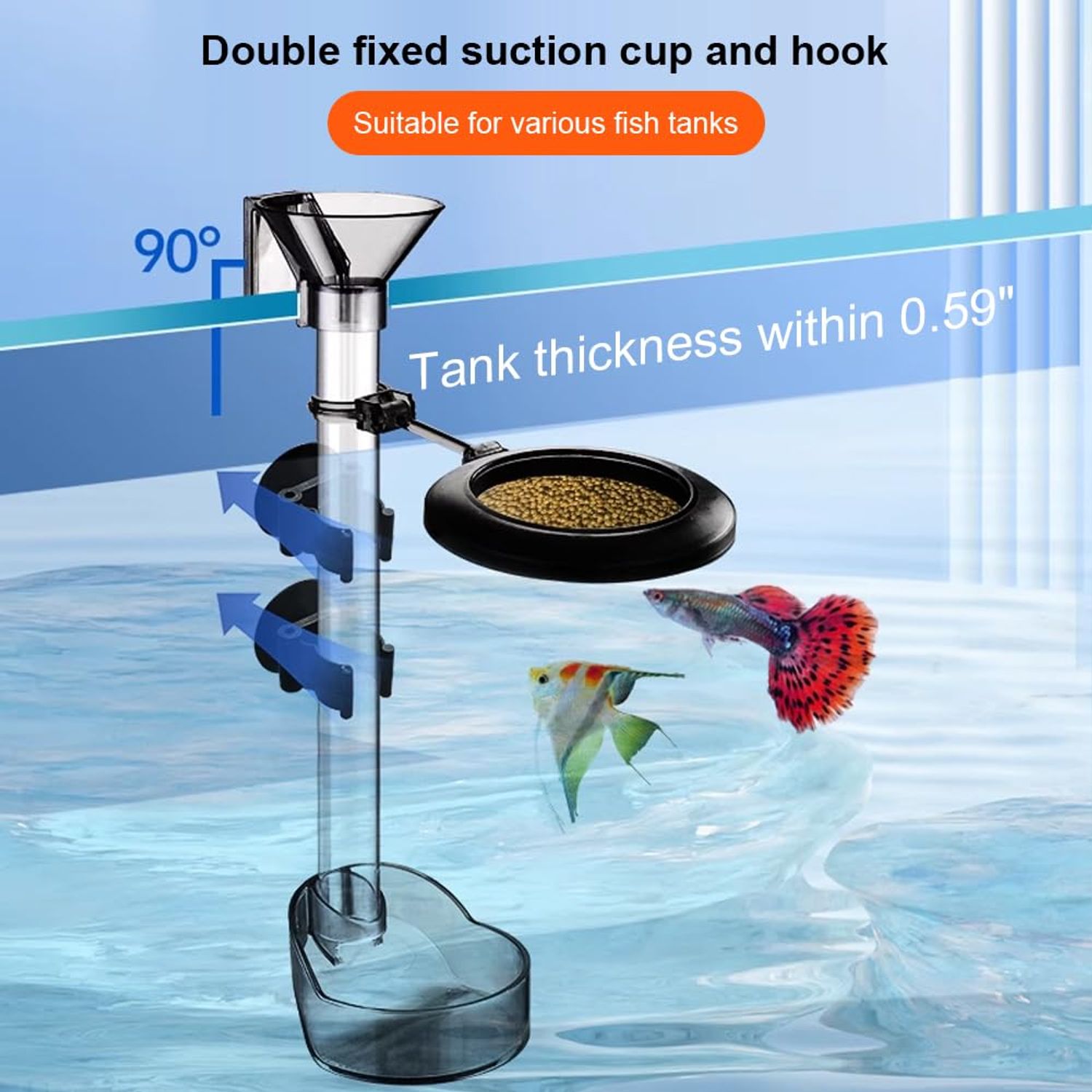 La La Pet®Fish Shrimp Feeding Dish Set Fish Feeder Tube Kit with Feeding Ring Suction Cups Adjustable Tubes Cleaning Brush Measuring Spoon Feeding Aquarium Supplies for Fish Tanks