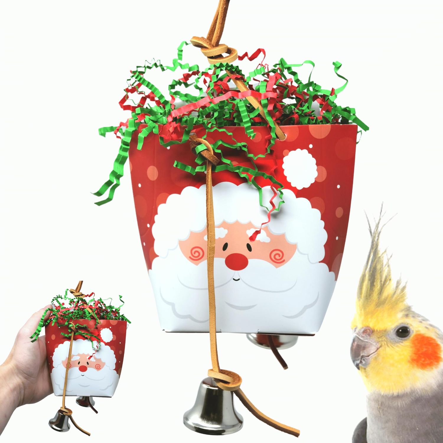 Bonka Bird Toys 2563 Christmas Purse Medium Parrot Festive Chew Cage Toy, Cockatiel, Parakeet, Conure, and Similar Breeds
