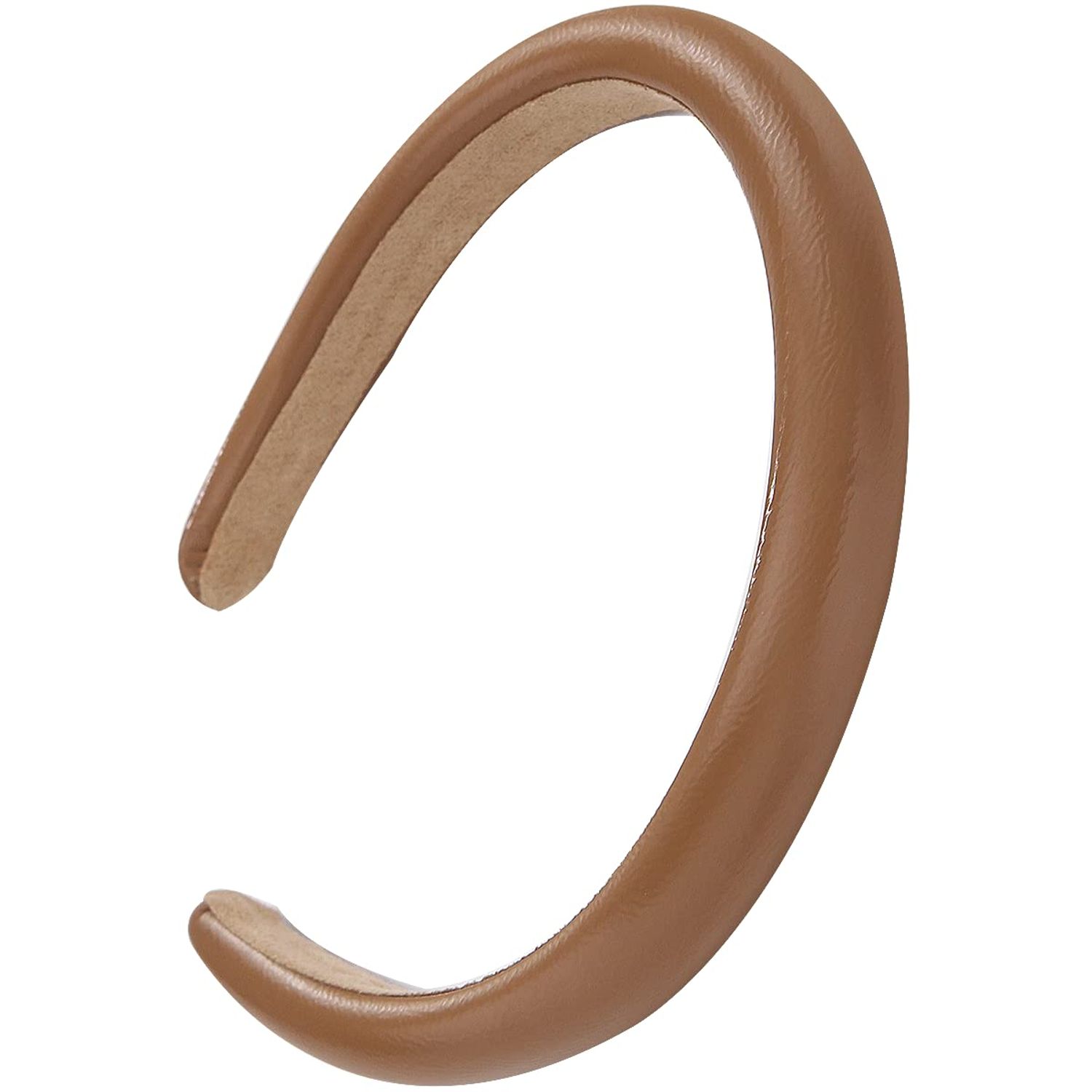 NARUNING 3 Pcs Padded Headbands for Women, Solid Color Leather Hair Band, Headhoop, Fashion Headwear, Girls Women Hair Accessories (Black/Brown/White)