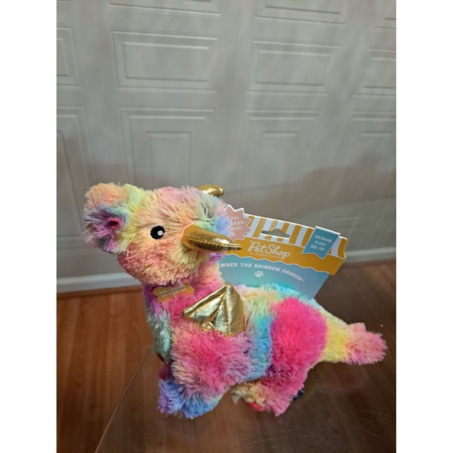 Fringe Best Dog Toy Box Norbert Multicolor Dragon Dog Pet Toy  Squeaker 16”