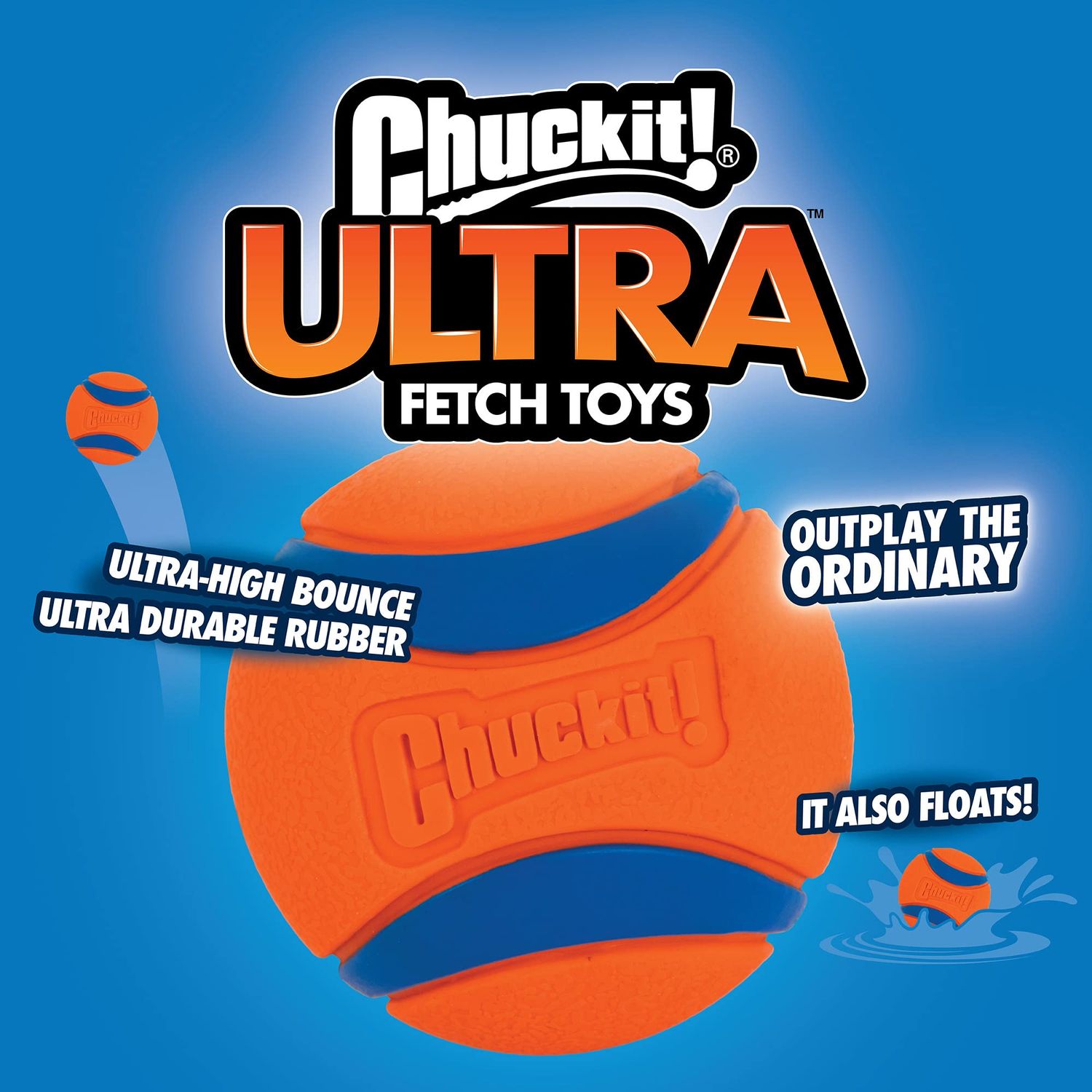 Chuckit! Ultra Ball Dog Toy, Medium (2.5 Inch Diameter) Pack of 1, for breeds 20-60 lbs