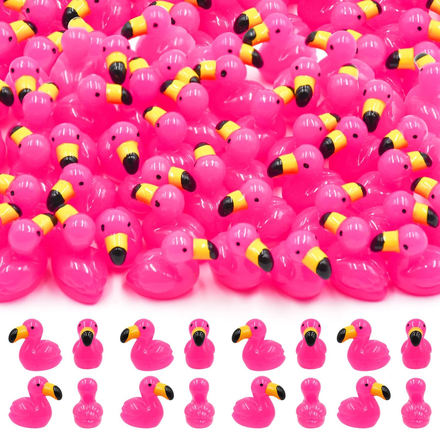 HOMICO 50PCS Mini Flamingos Ducks Mini Resin Animals Flamingo Decor Tiny Ducks for Crafts Dollhouse Fairy Garden Landscape Aquarium
