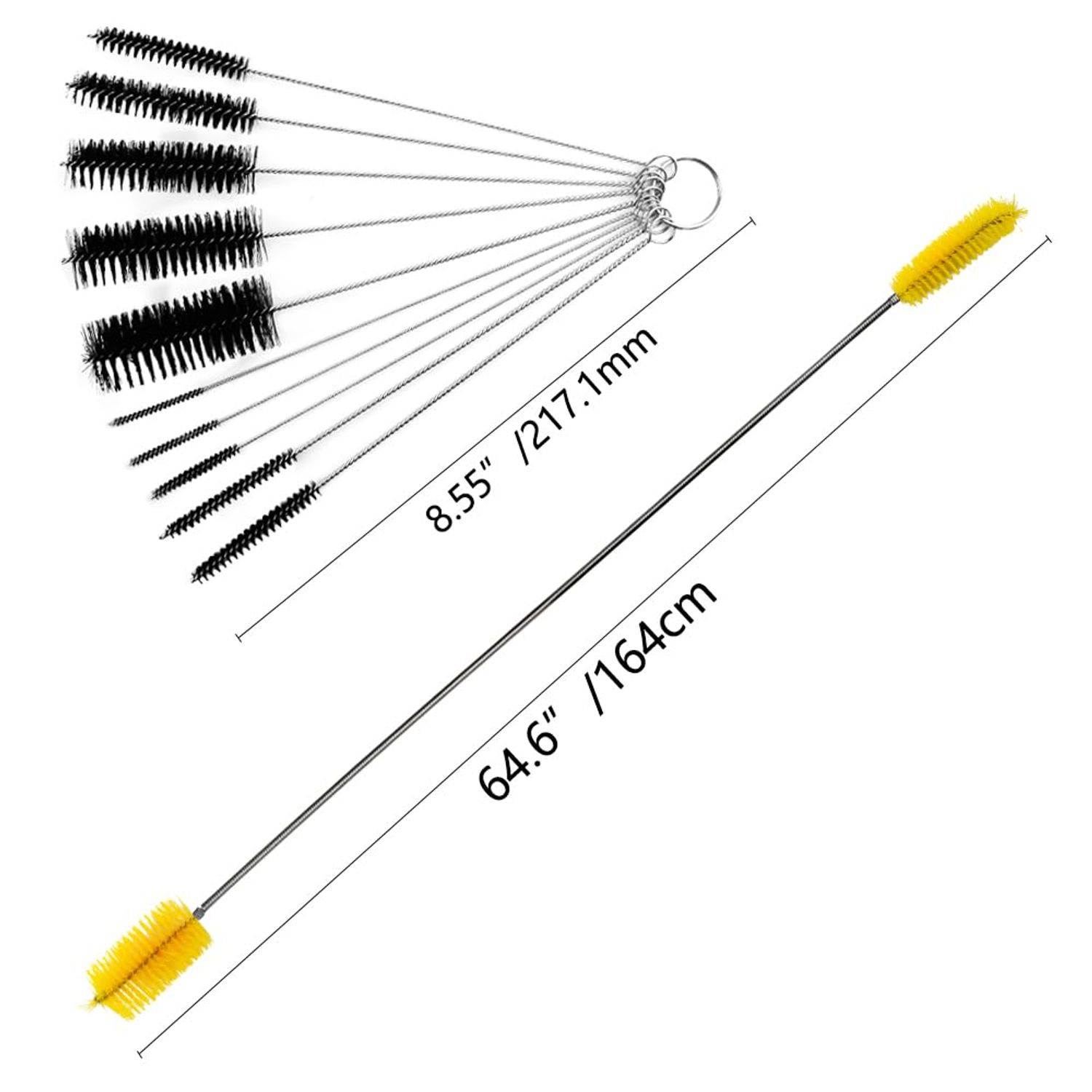 LILYS PET 19 Pieces Tube Cleaning Brushes Set,Flexible Double-Ended Hose Brush with Stainless Steel Long Tube Cleaning Brush,Aquarium Brushes, Pipe Cleaner,Filter Brush,Drain Brush for Home Kitchen
