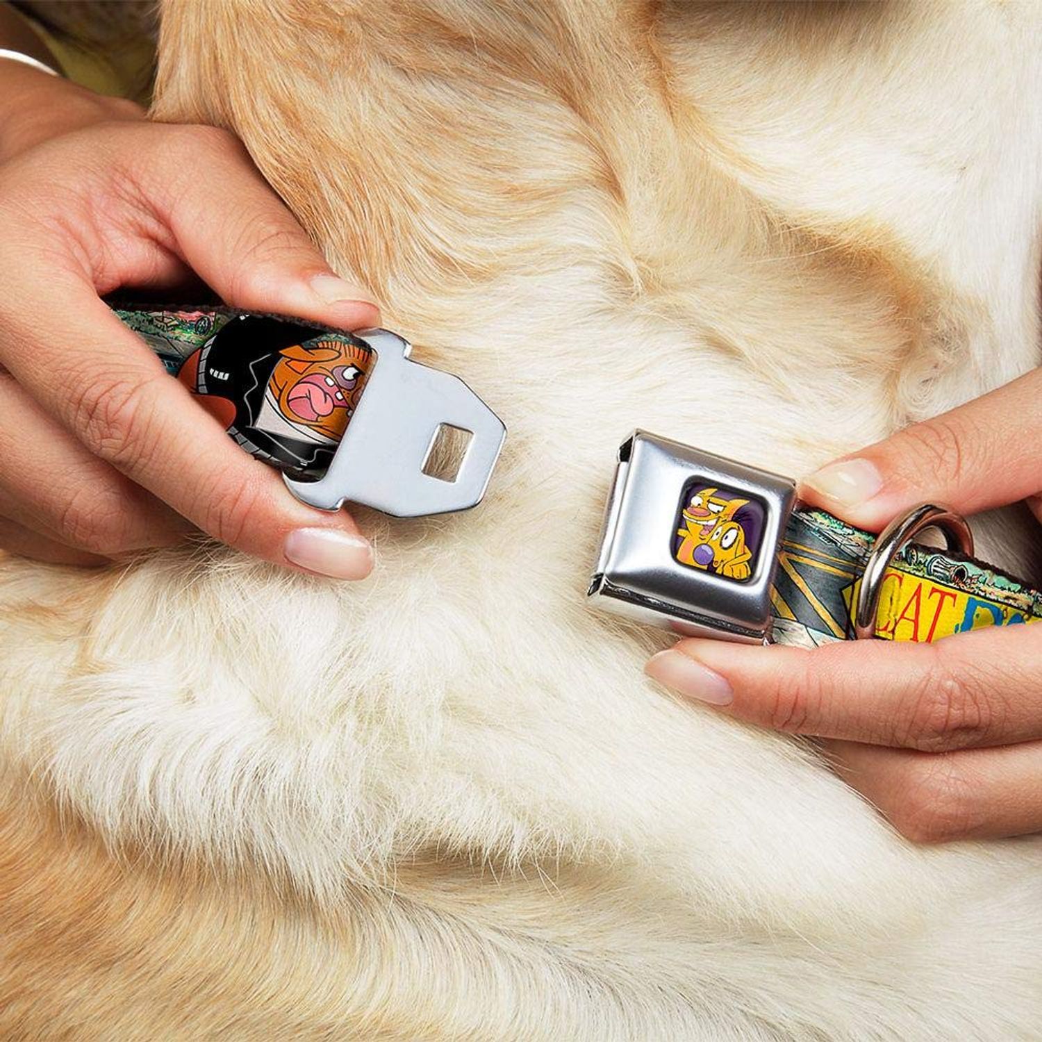 Buckle-Down Seatbelt Buckle Dog Collar - CATDOG Characters Running - 1.5" Wide - Fits 13-18" Neck - Small