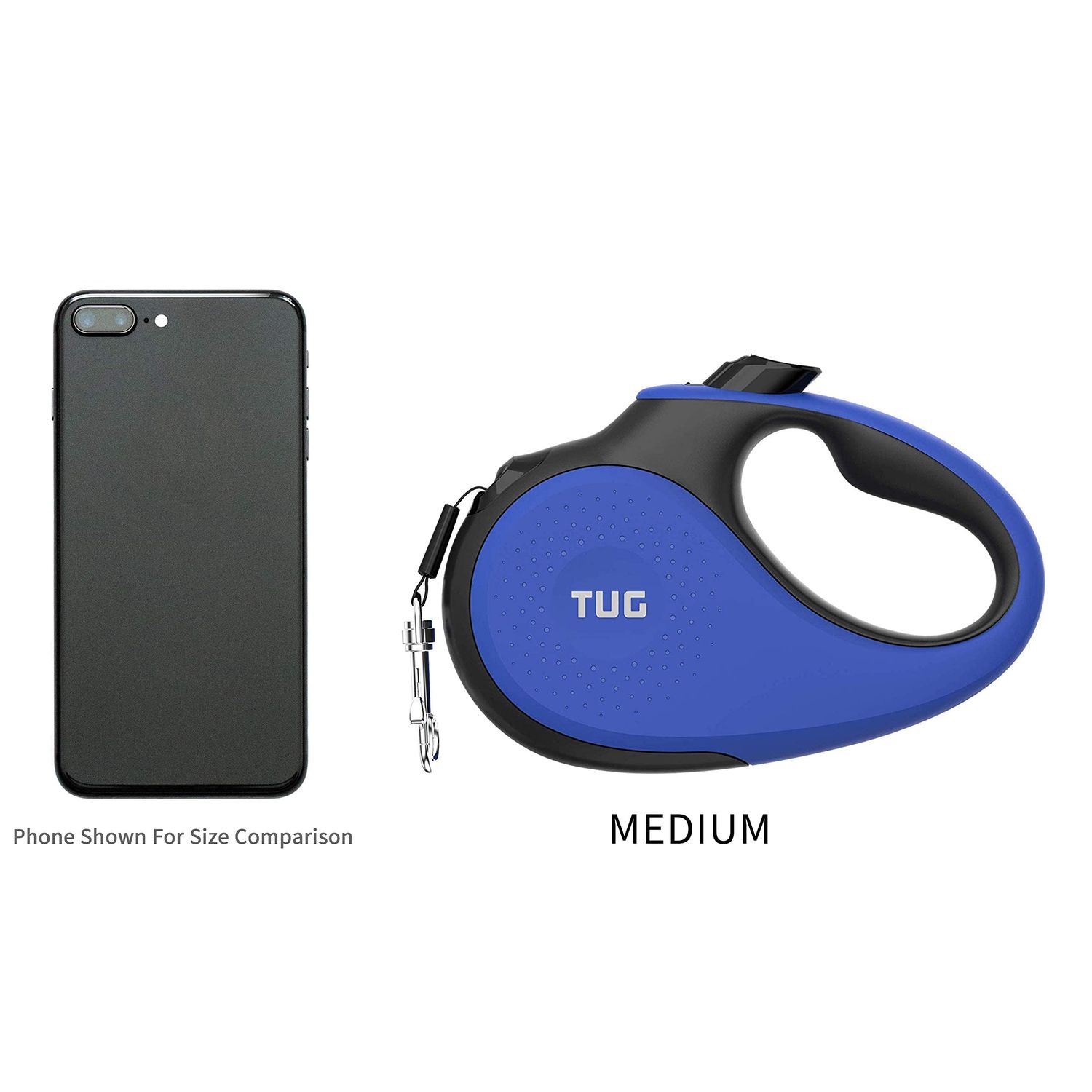 TUG 360° Tangle-Free Retractable Dog Leash with Waste Bag Dispenser (Medium, Blue)
