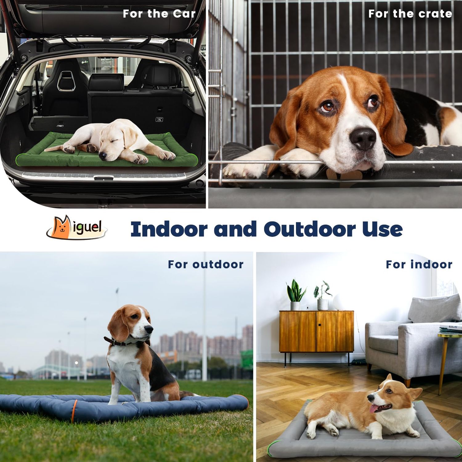 Miguel Oxford 900D Outdoor Waterproof Dog Bed for Metal Dog Crates Water-Resistant All Weather Pet Mat Durable Easy Wipe Clean Travel Indoor Outdoor Puppy Cat Crate Bed 30inch, Blue