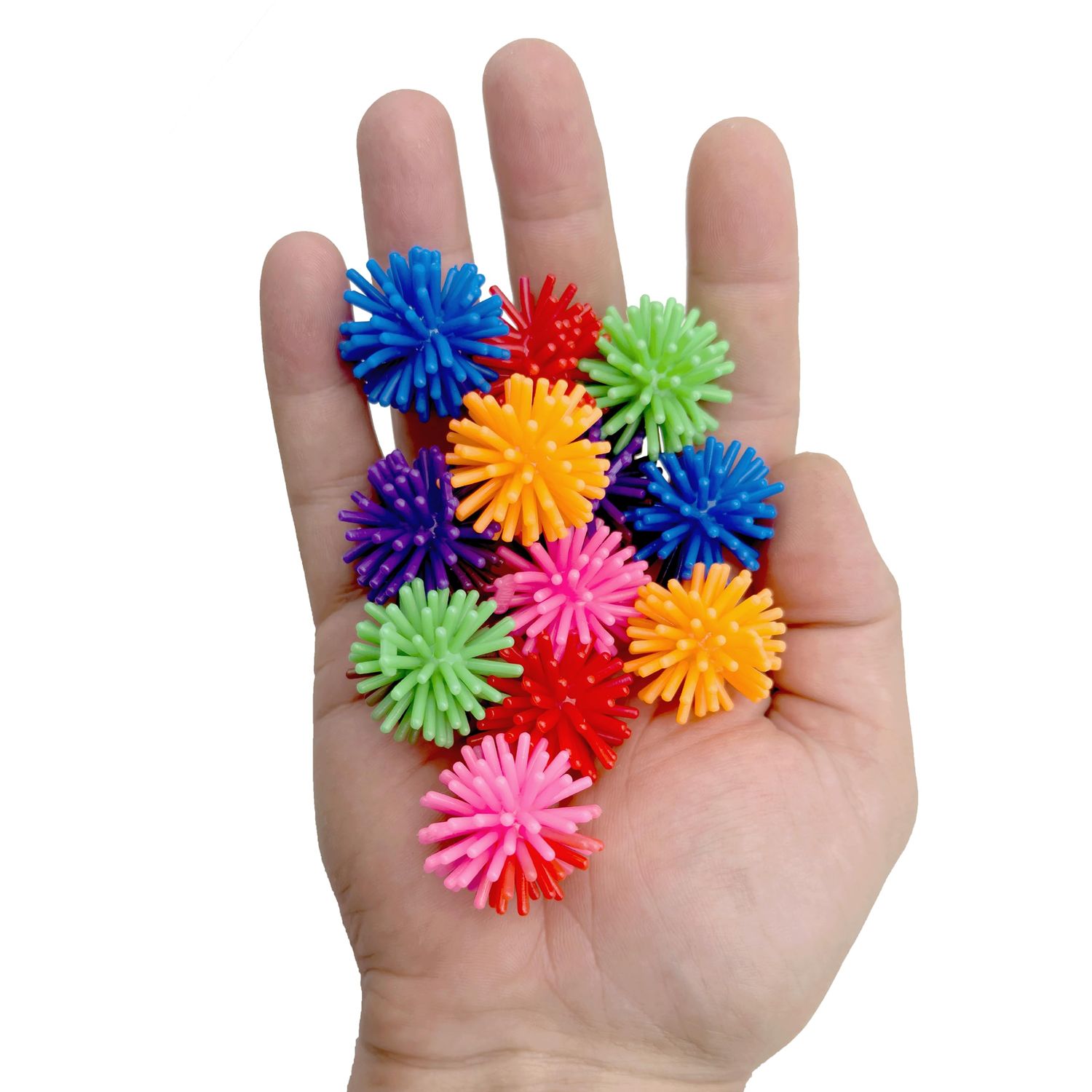 Mandarin Bird Toys by M&M 2142 Pk24 Rainbow Spike Balls - Classic Rubber Bird Foot Toys, Soft Spikes, Lighweight, Fun to Grab, Small Pets Budgie Cockatiel Lovebird Parrotlet