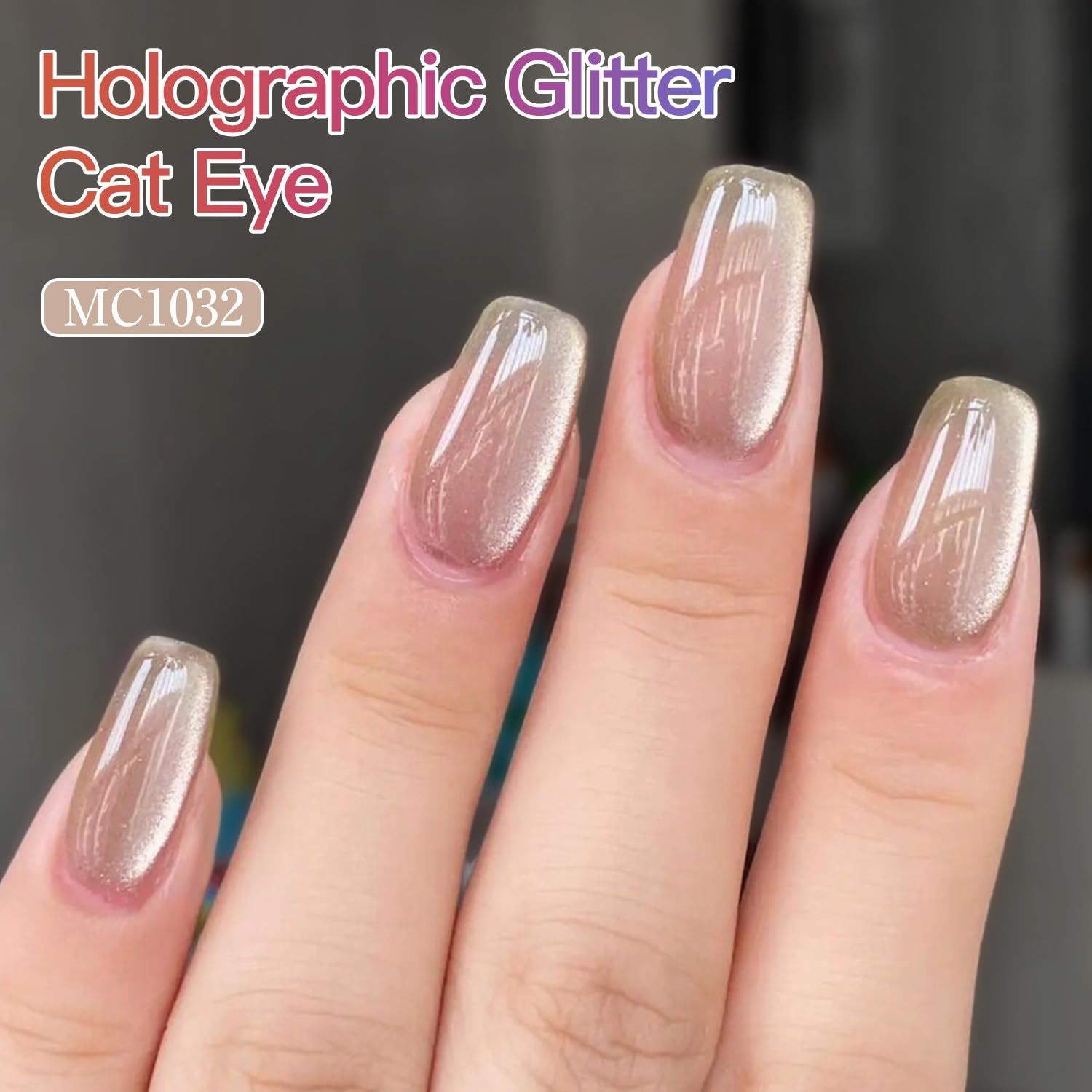 Double Rhythm Cat Eye Gel Nail Polish Set of 6 Colors Shimmer Glitter with Magnet 9D Holographic Reflective Magnetic Nail Polish (Silver Blue Orange Green Purple Pink -Kit 24)